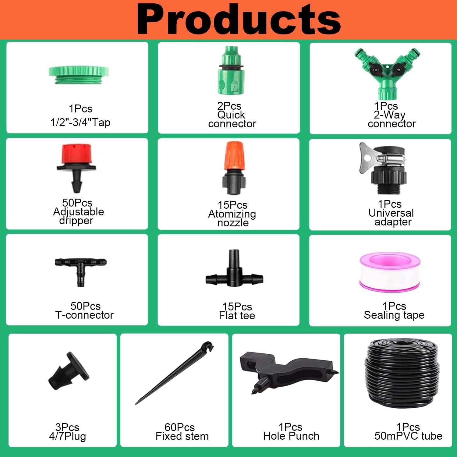 Kit de Riego por Goteo Biuonga 50M para Jardín y Invernadero