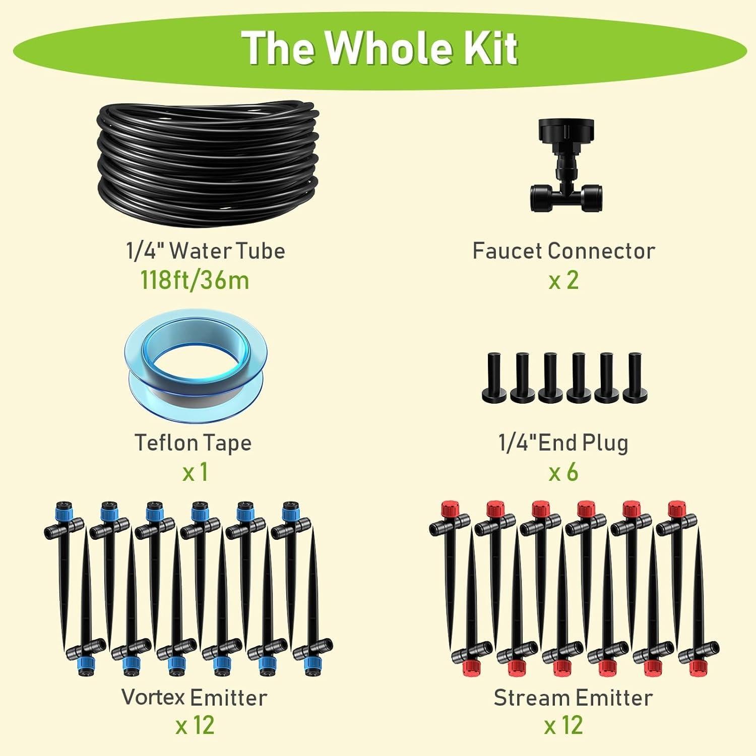 Kit de Riego por Goteo MQHUAYU 118FT para Jardín y Huerto