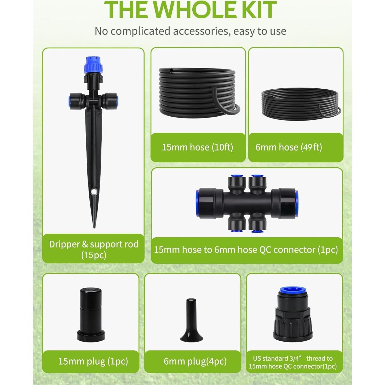 Sistema de Riego por Goteo Alxcellion 18m con Conectores Rápidos