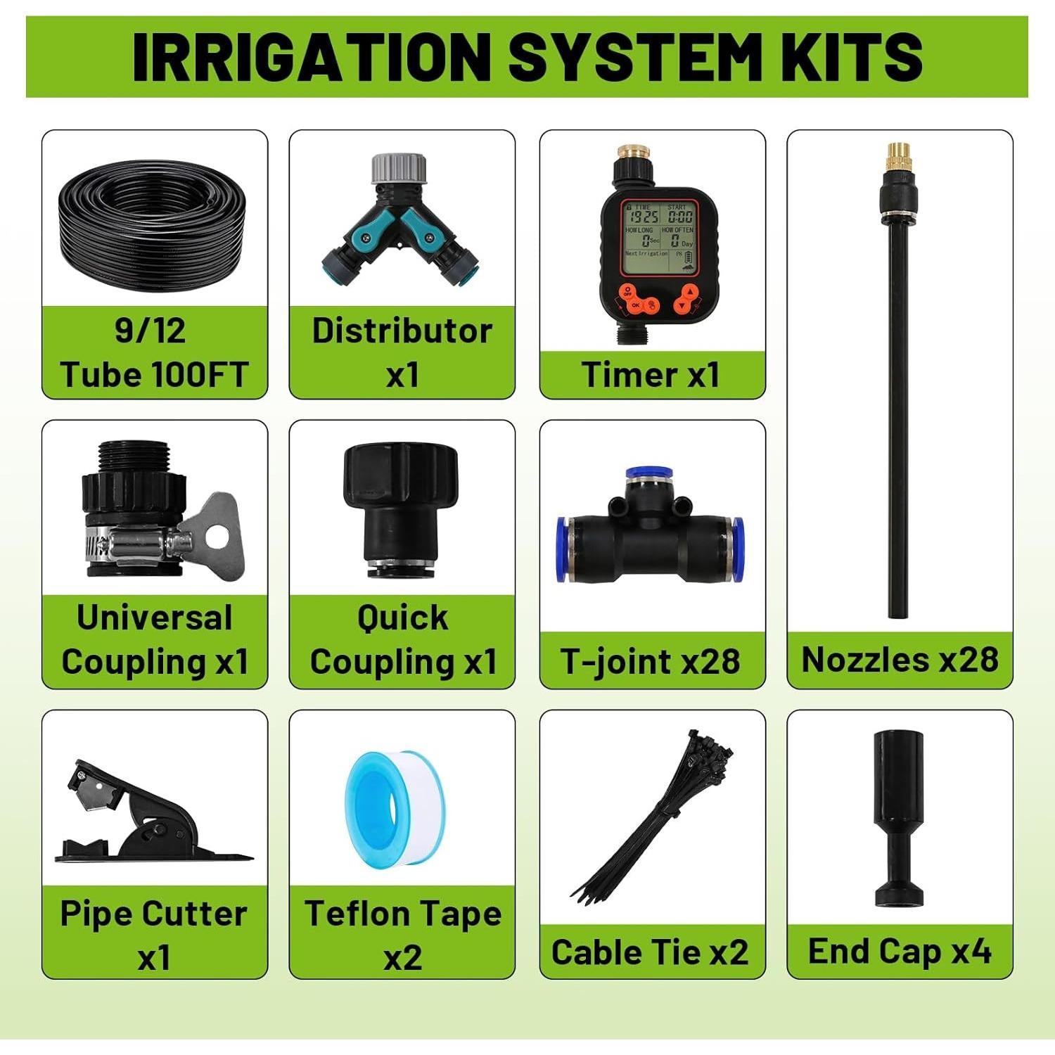 Kit de Riego por Goteo Kekangerly 30.48m con Aspersores 360°