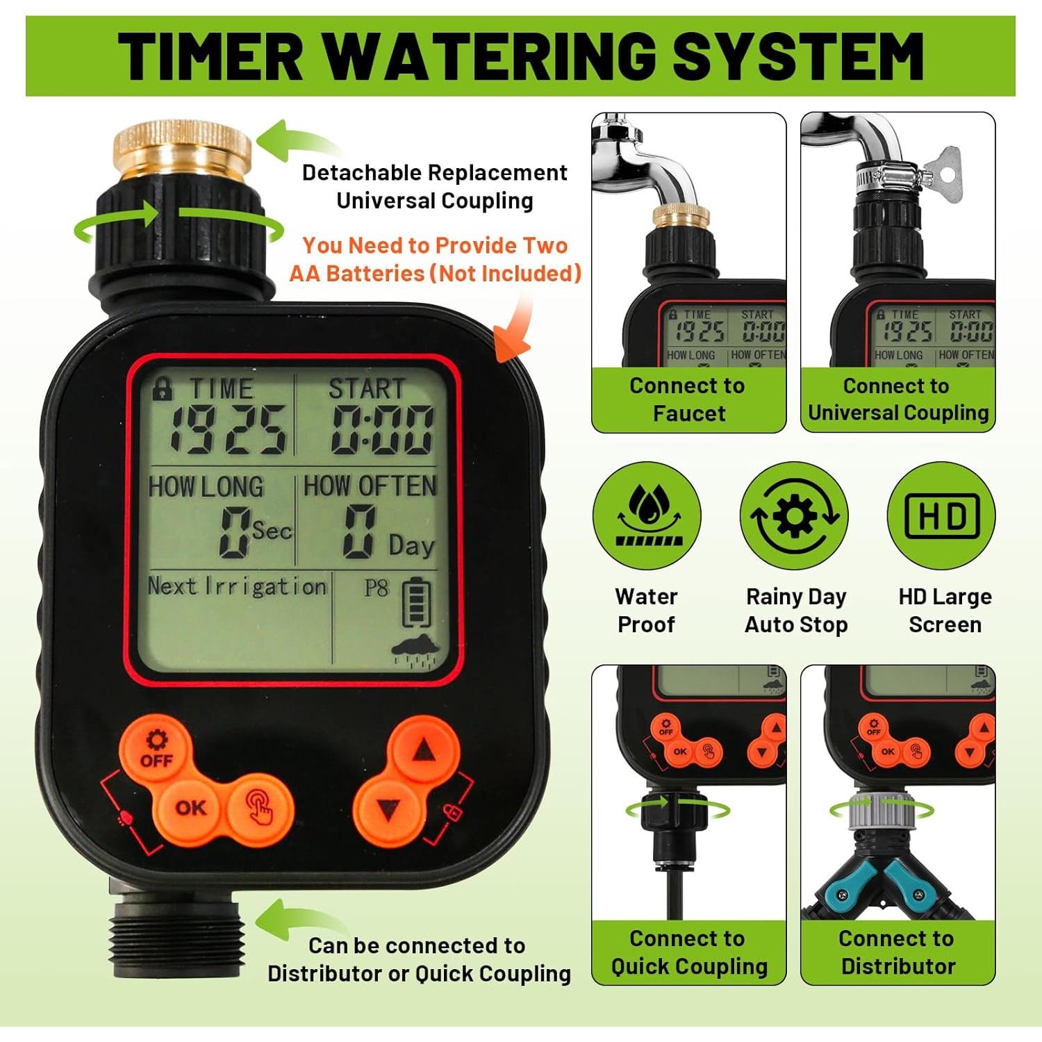 Kit de Riego por Goteo Kekangerly 30.48m con Aspersores 360°