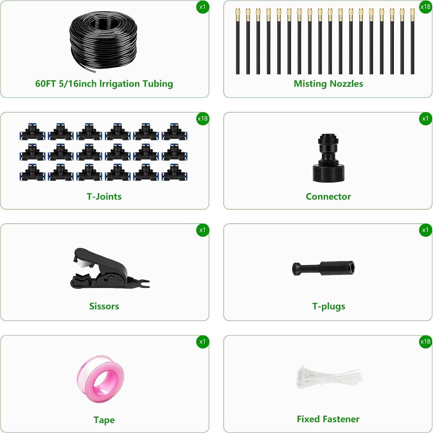 Kit de riego por goteo HEKIWAY 18 m con 18 boquillas ajustables