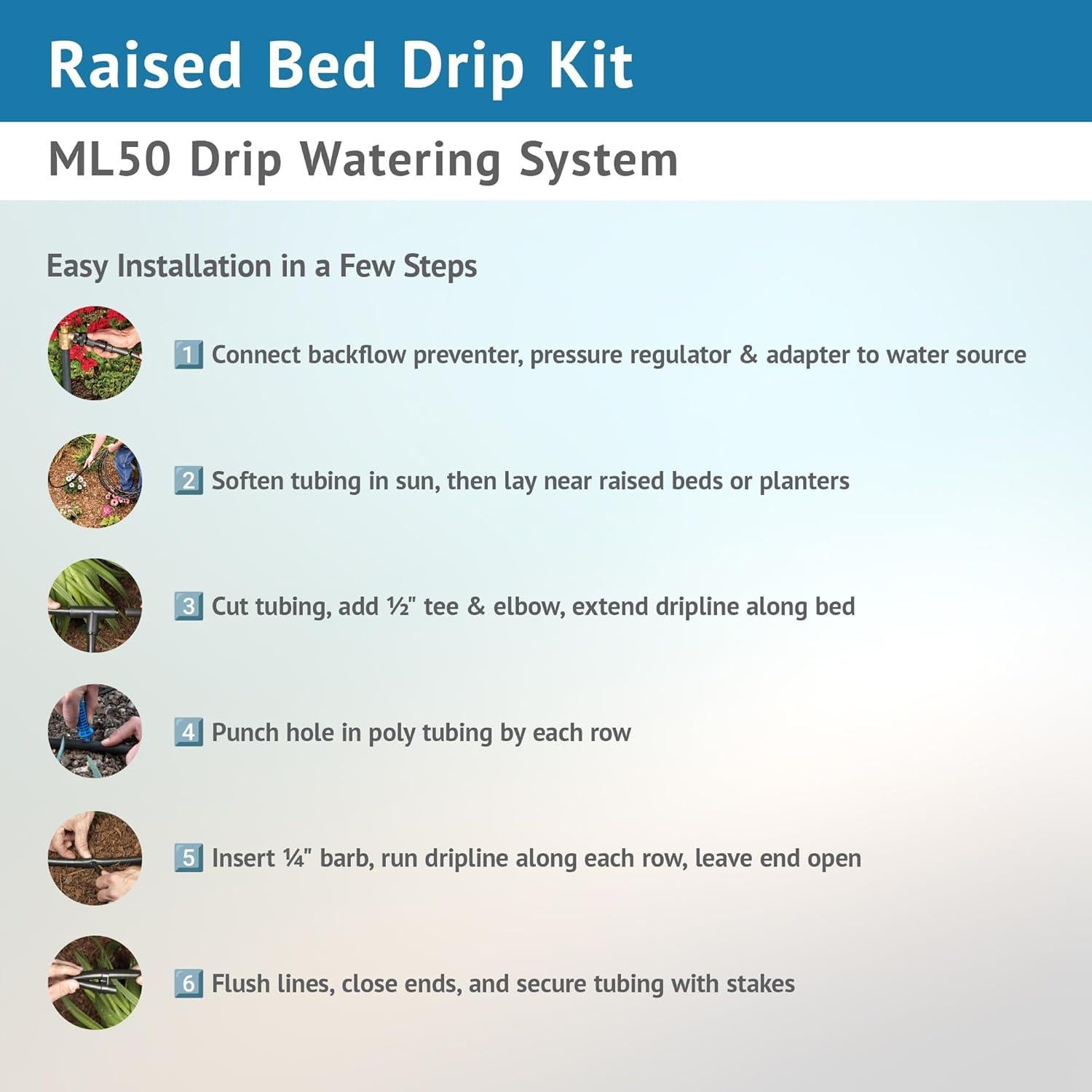 Kit de Riego por Goteo DIG ML50 para Huertos Elevados 2.44m