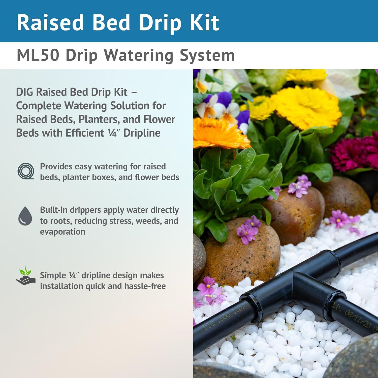 Kit de Riego por Goteo DIG ML50 para Huertos Elevados 2.44m