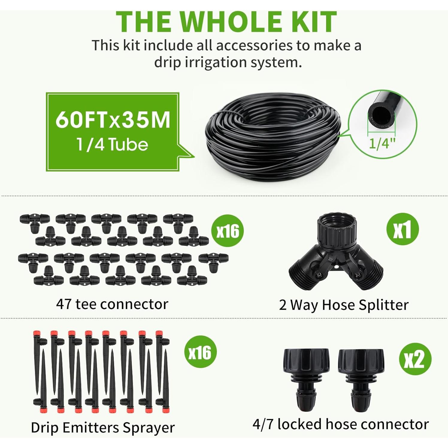 Kit de Riego por Goteo Insoma 60 pies Automático Jardín