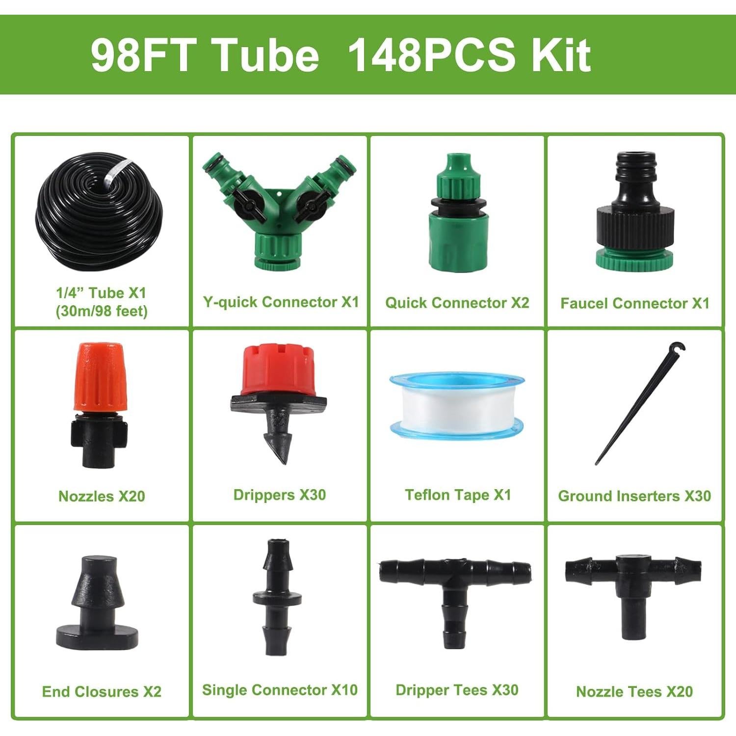 Kit de Riego por Goteo 30M MELIFE con Boquillas Ajustables