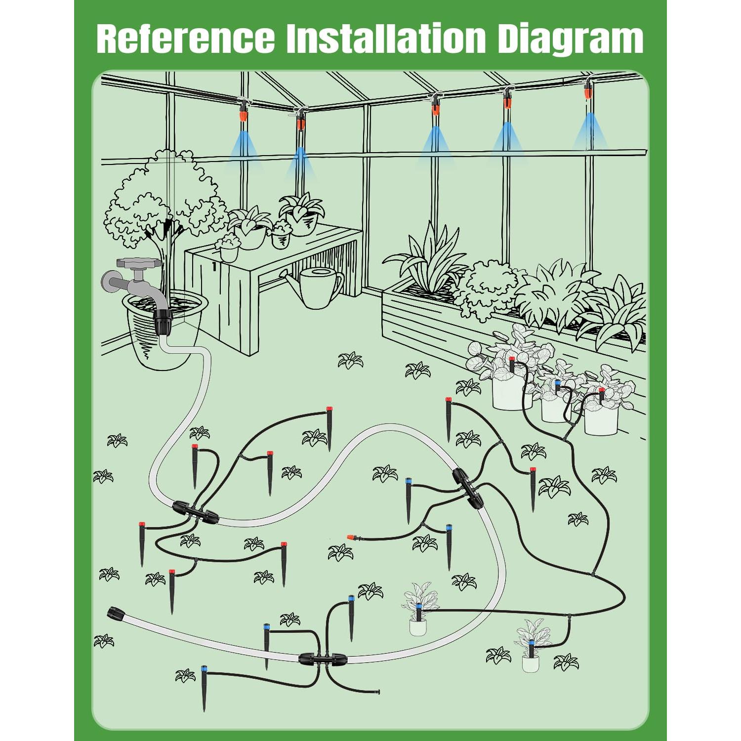 Kit de Riego por Goteo Pawfly 240 pies (73.15 m) Jardín