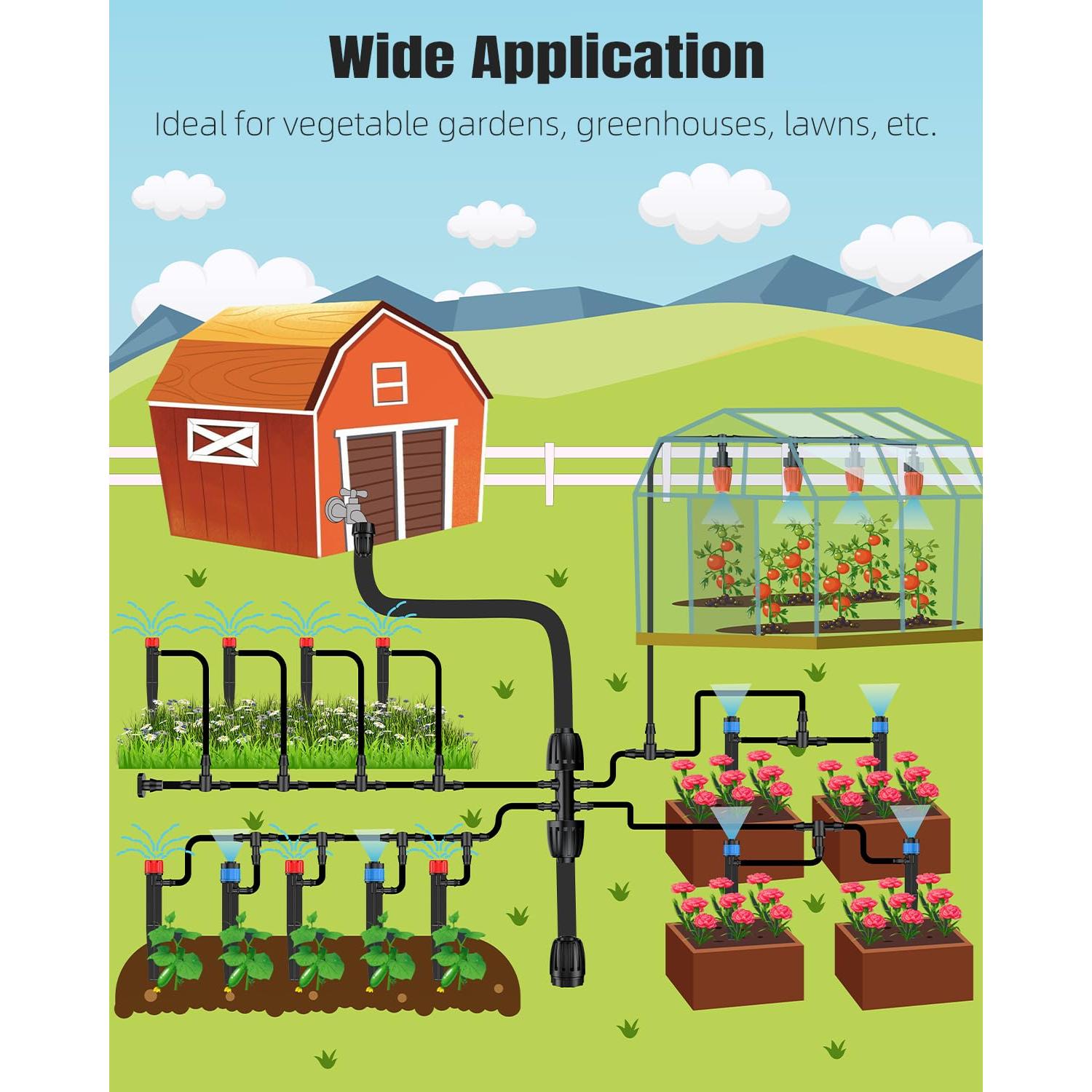 Kit de Riego por Goteo Pawfly 240 pies (73.15 m) Jardín