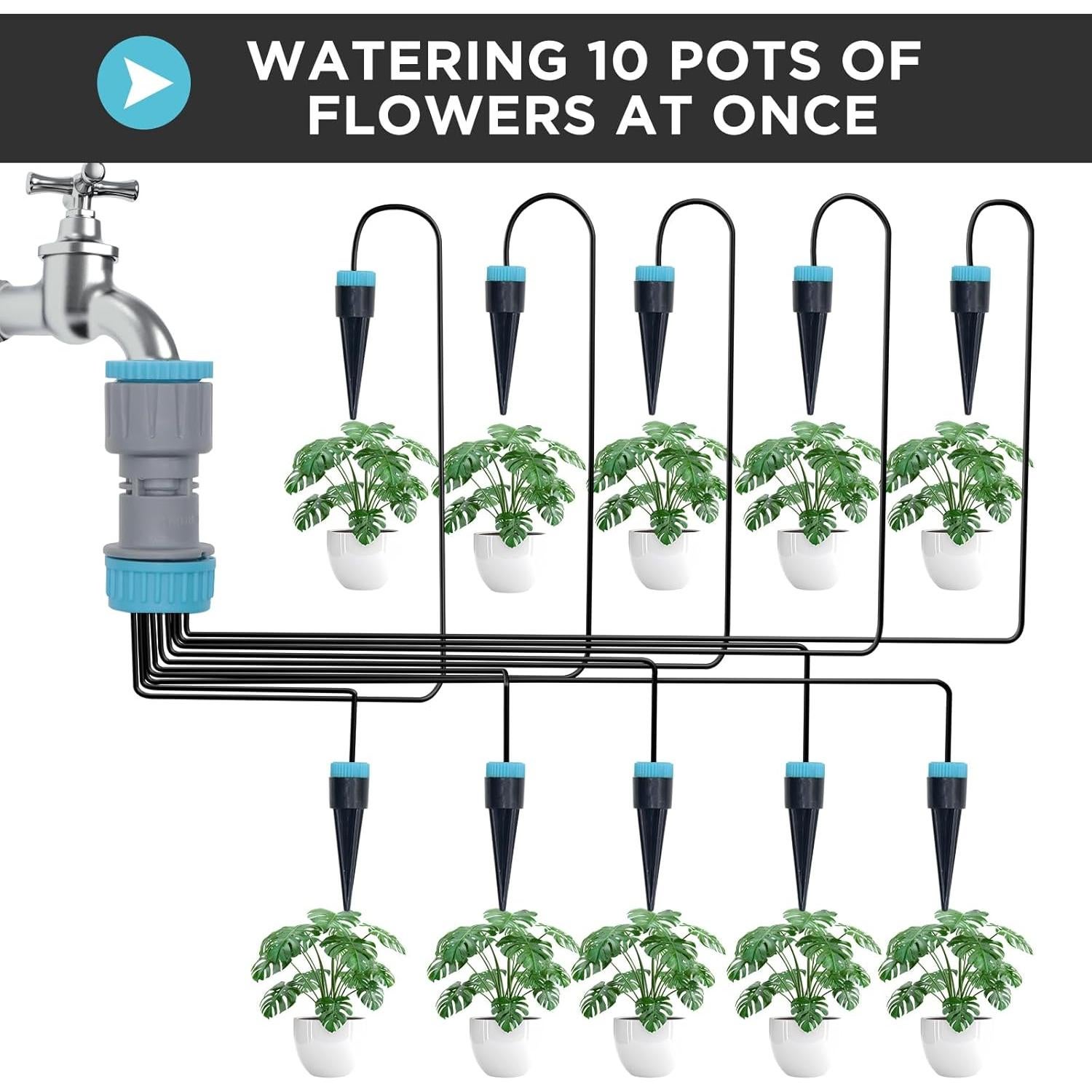 Sistema de Riego por Goteo Automático Rosrive 10 Boquillas 15.85m