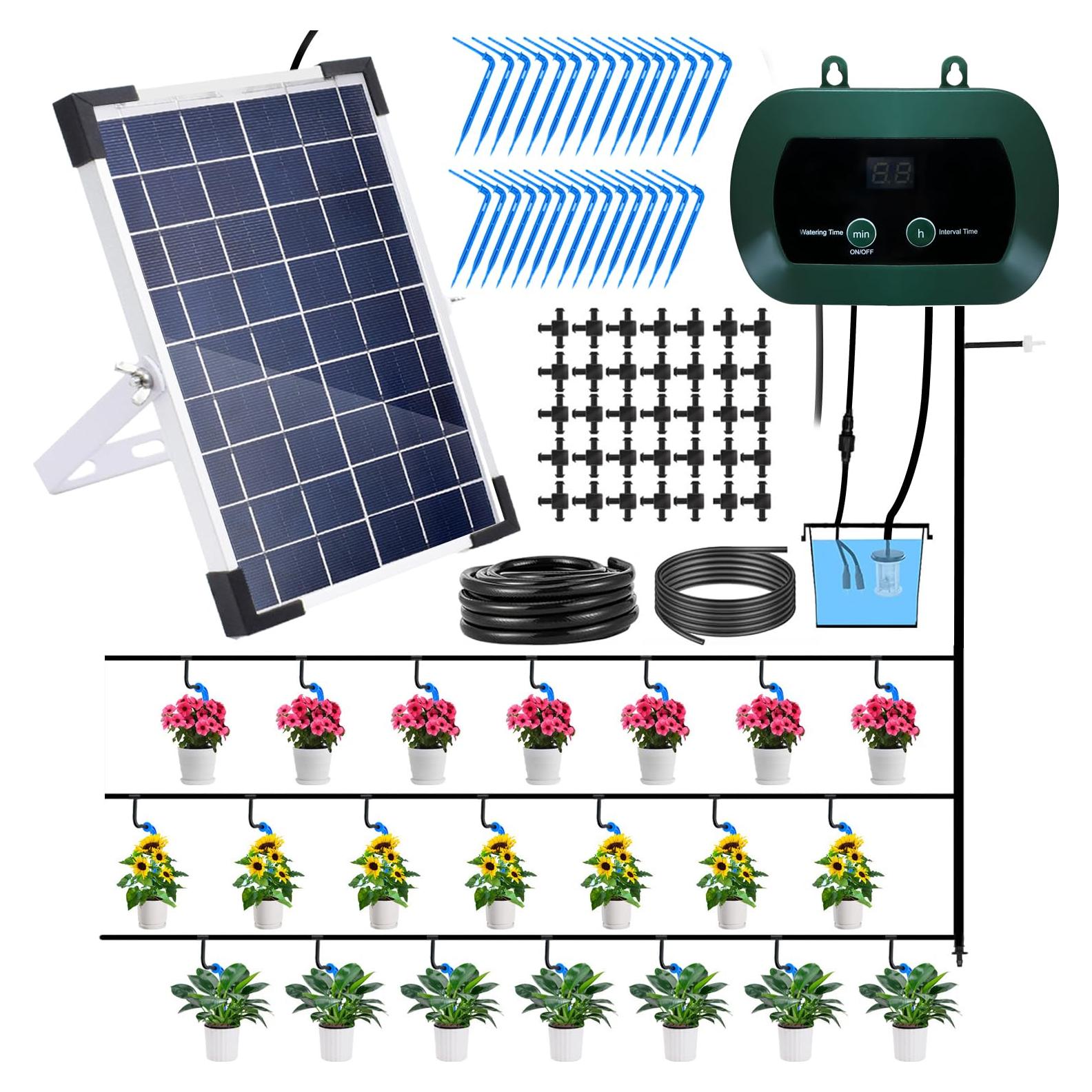 Sistema de Riego por Goteo Solar 5W Lewisia con Temporizador