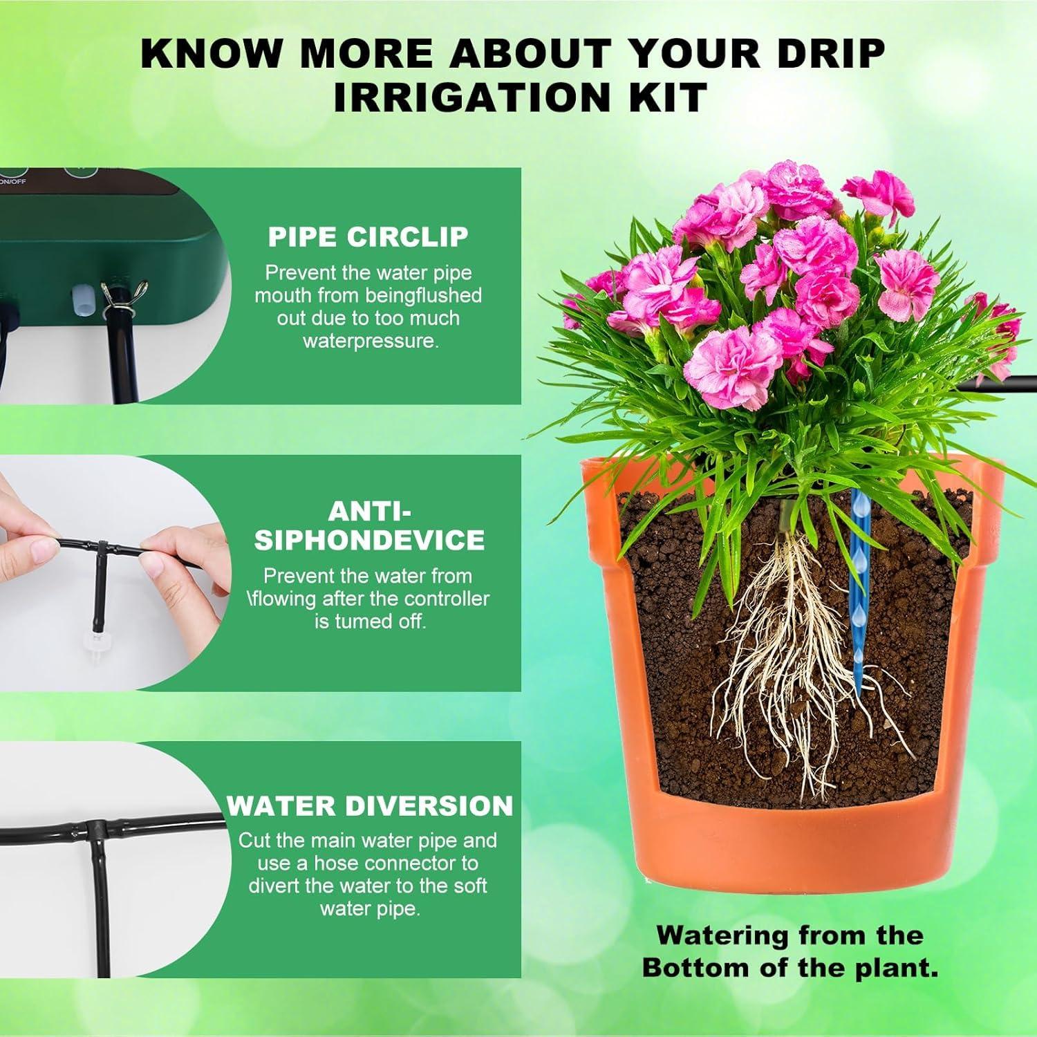 Sistema de Riego por Goteo Solar 5W Lewisia con Temporizador