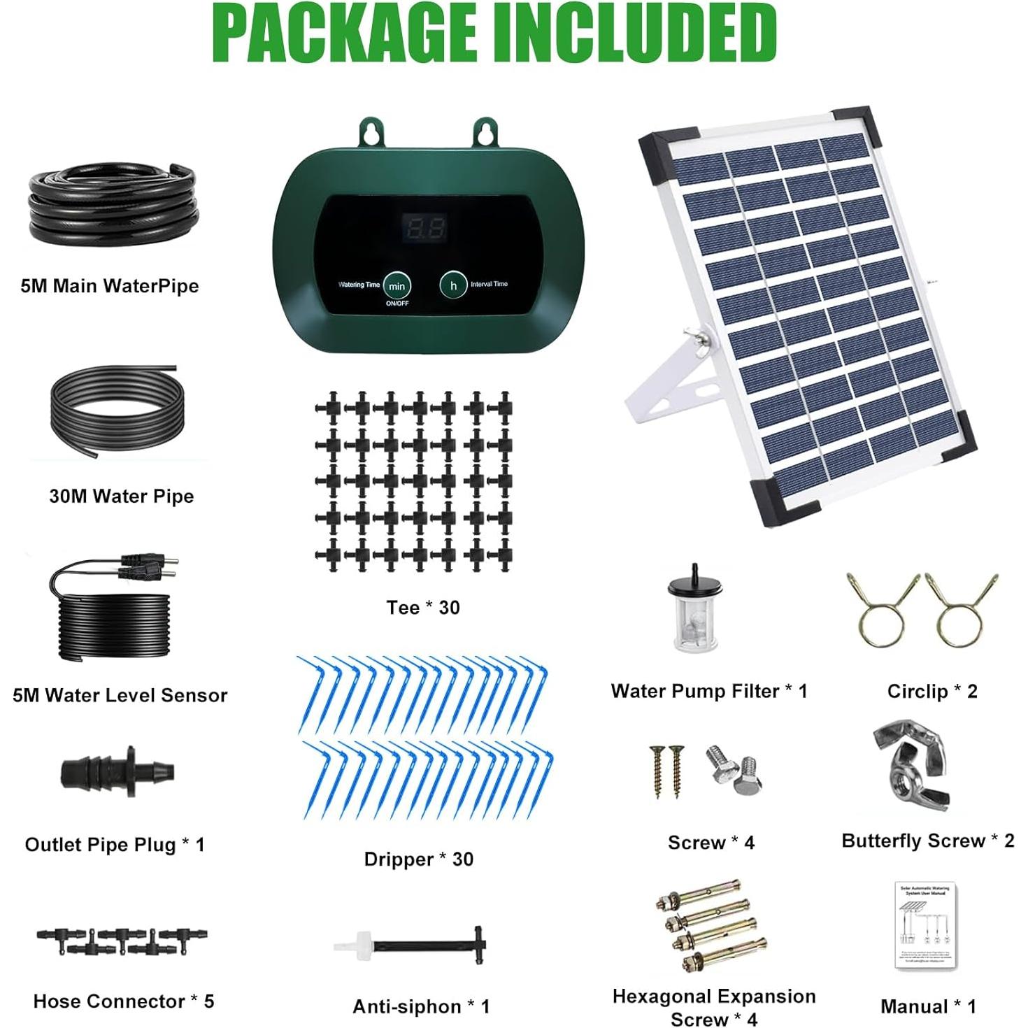 Sistema de Riego por Goteo Solar 5W Lewisia con Temporizador