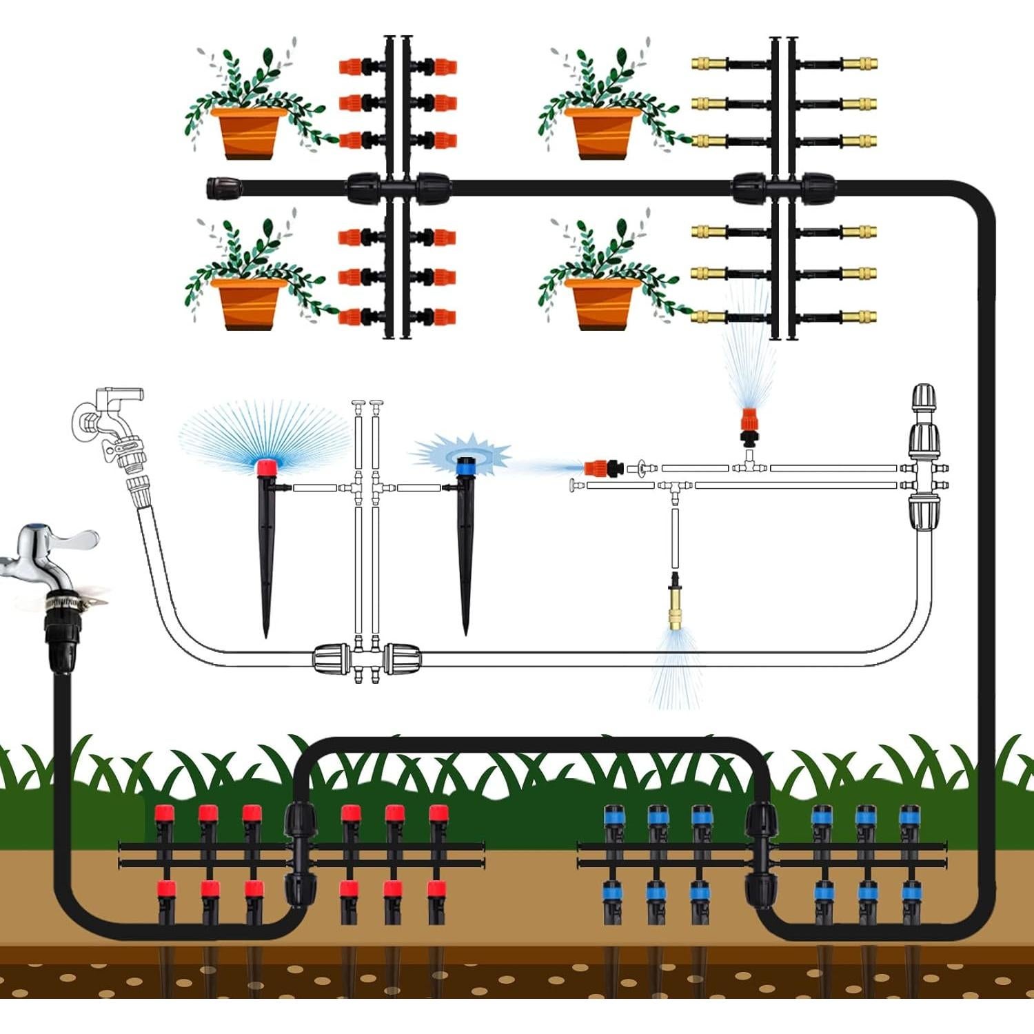 Kit de Riego por Goteo MUCIAKIE 233FT 48 Boquillas 28m²