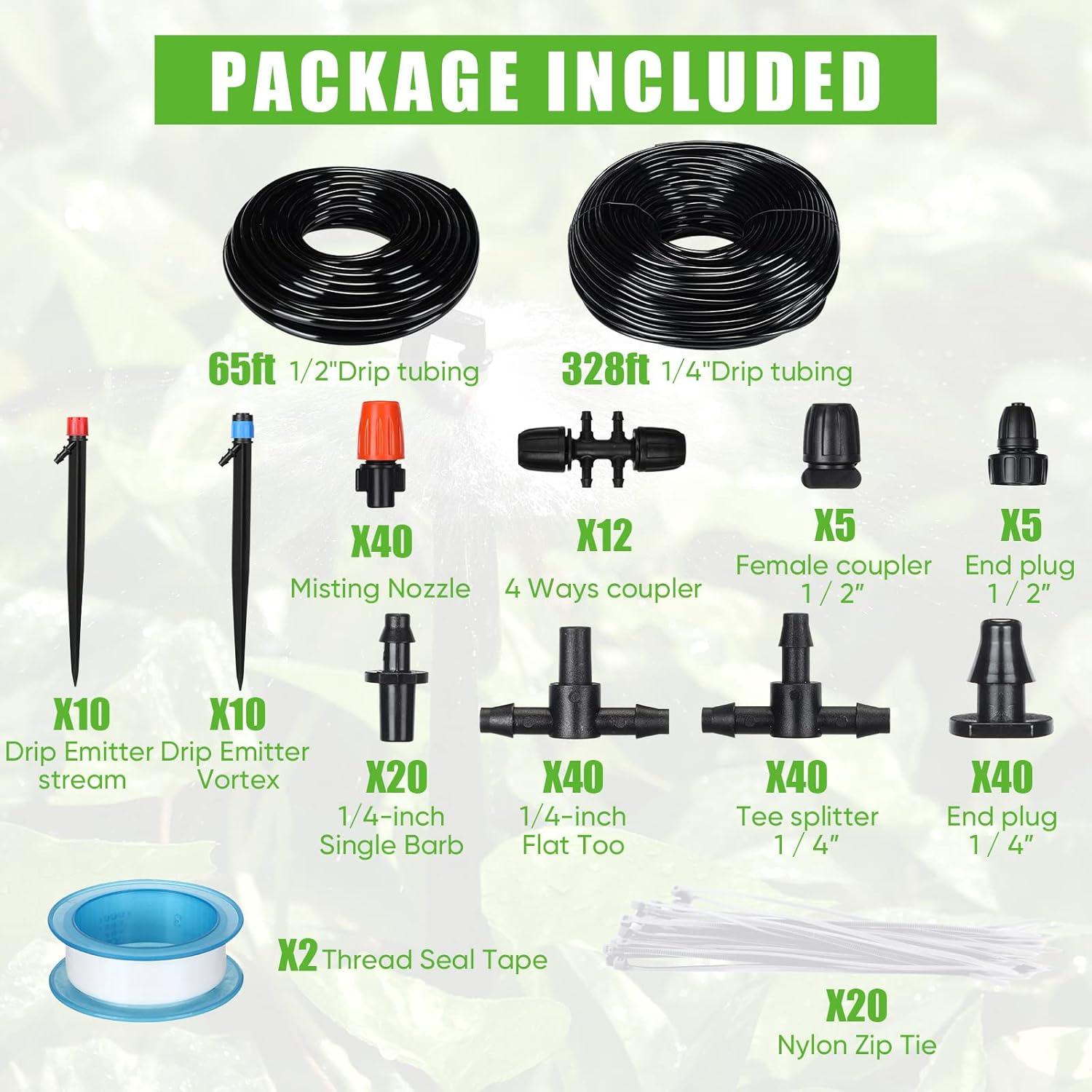 Kit de Riego por Goteo 120 m Yaomiao con Boquillas Ajustables