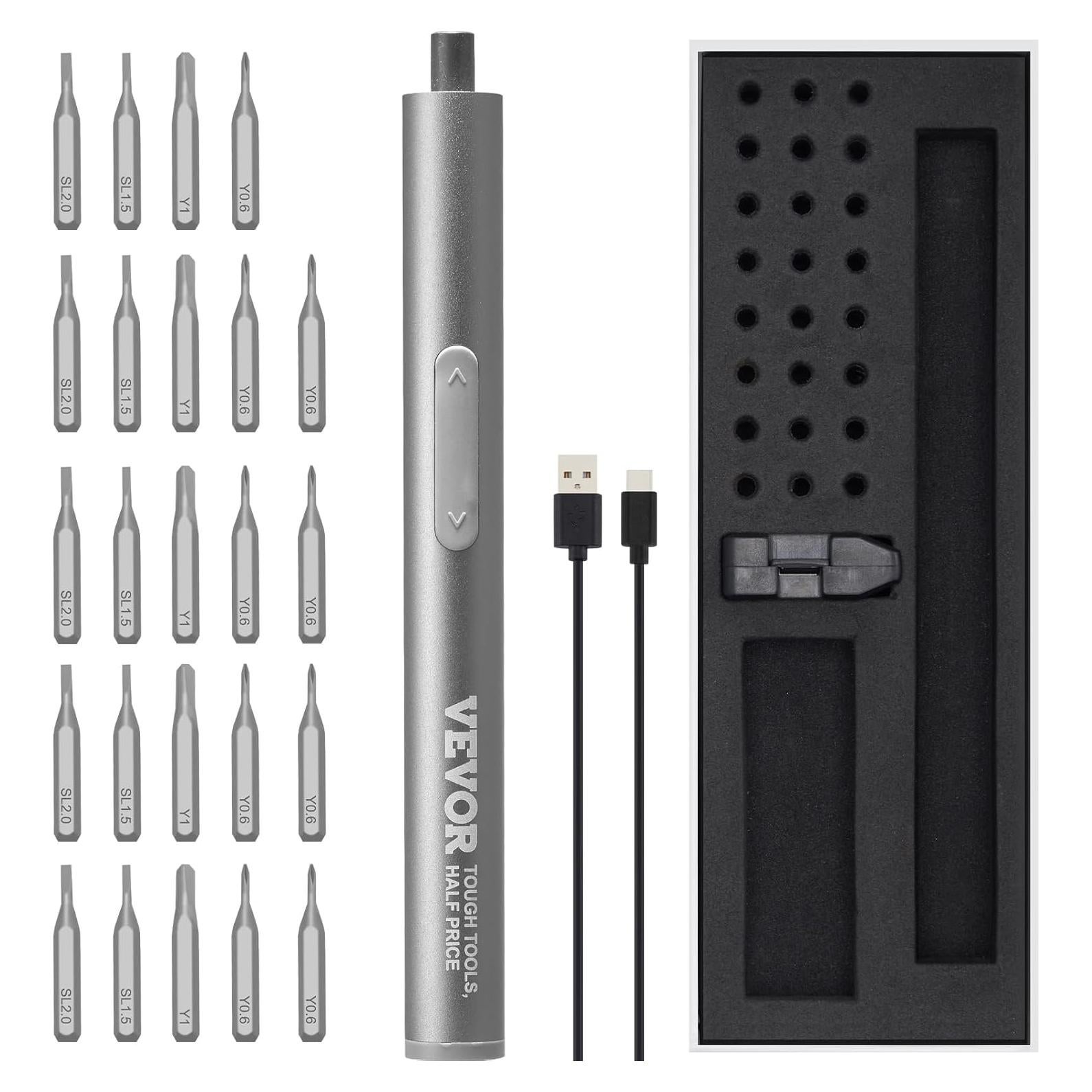 Destornillador Eléctrico VEVOR 4V Inalámbrico 27 en 1 con Luz LED