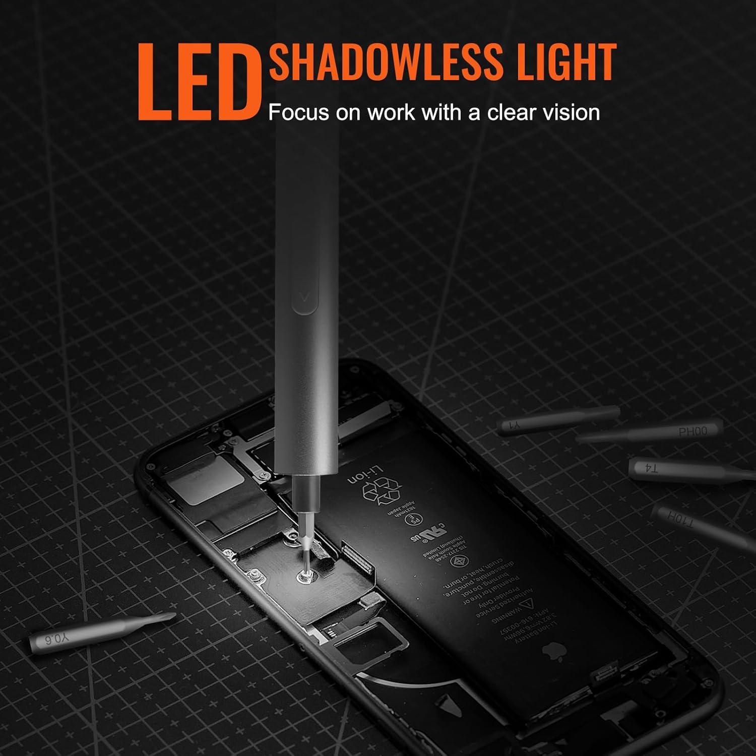 Destornillador Eléctrico VEVOR 4V Inalámbrico 27 en 1 con Luz LED