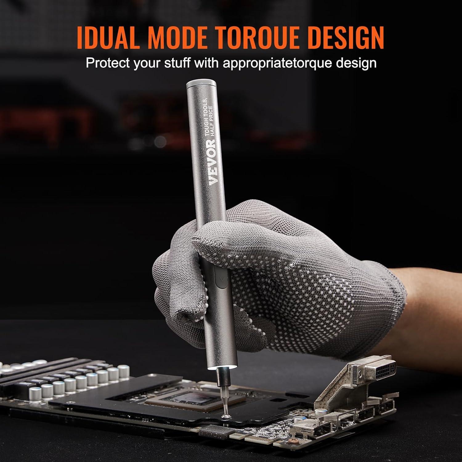 Destornillador Eléctrico VEVOR 4V Inalámbrico 27 en 1 con Luz LED