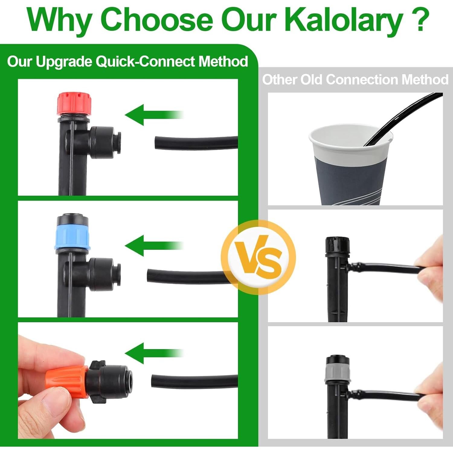 Kalolary Kit de Riego por Goteo 246FT (75m) 1/2" y 1/4"