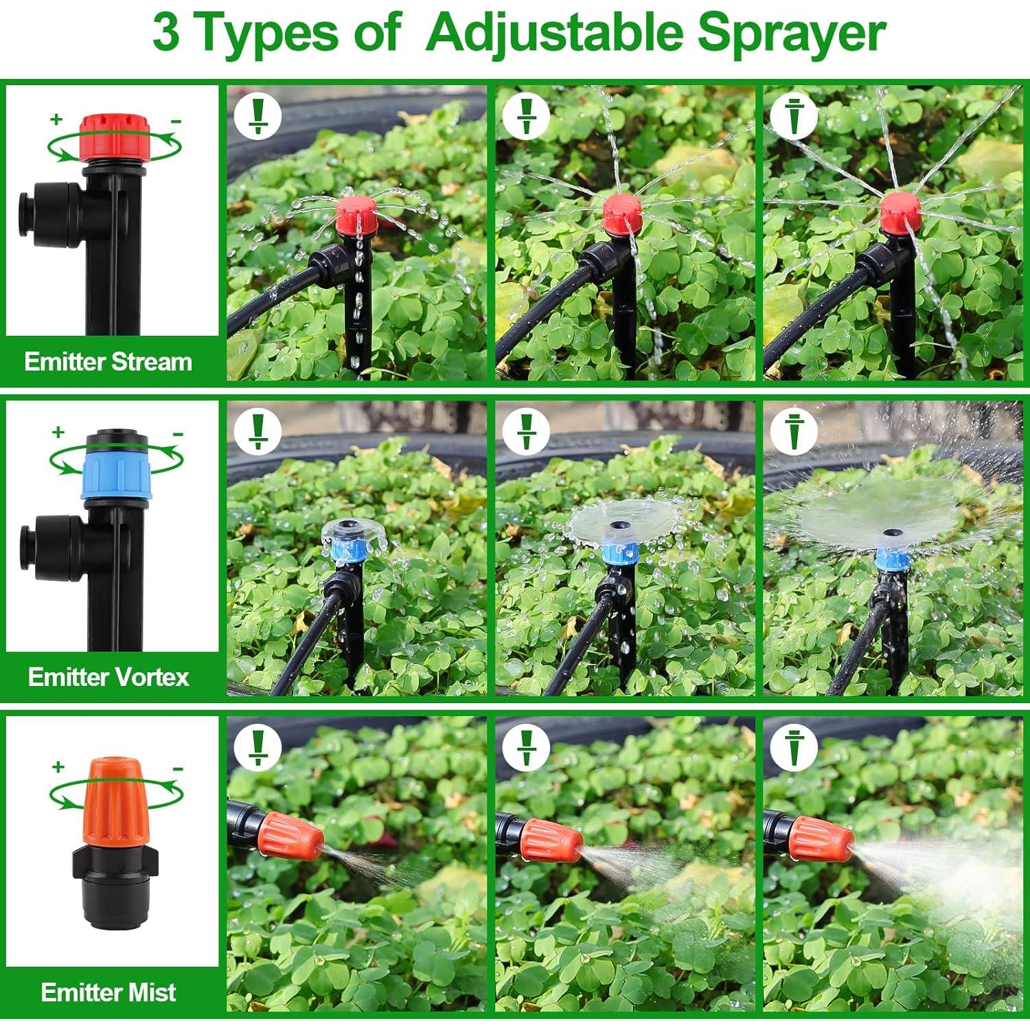 Kalolary Kit de Riego por Goteo 246FT (75m) 1/2" y 1/4"