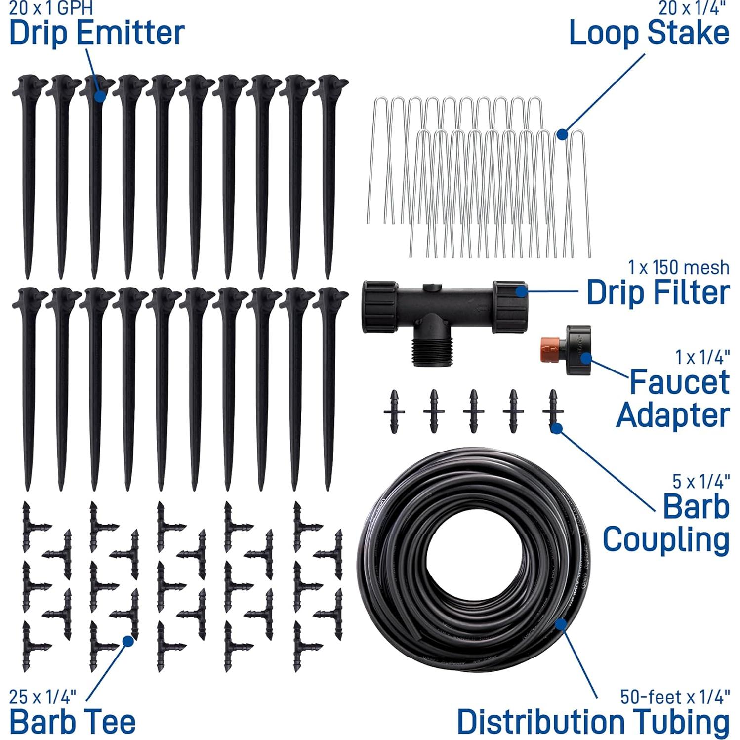 Sistema de Riego por Goteo Orbit 91944 para Jardín - Kit Completo 10 Plantas