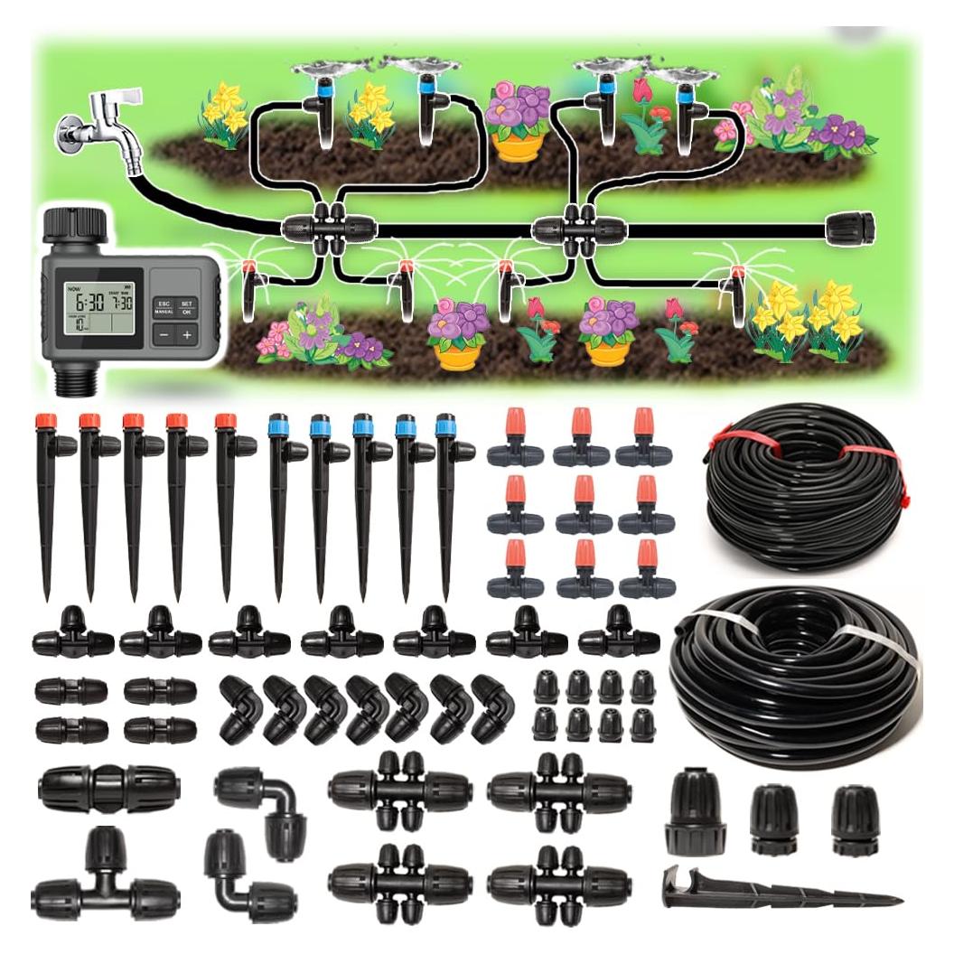 Kit de Riego por Goteo Automático Johnny's 10.06 m con Temporizador