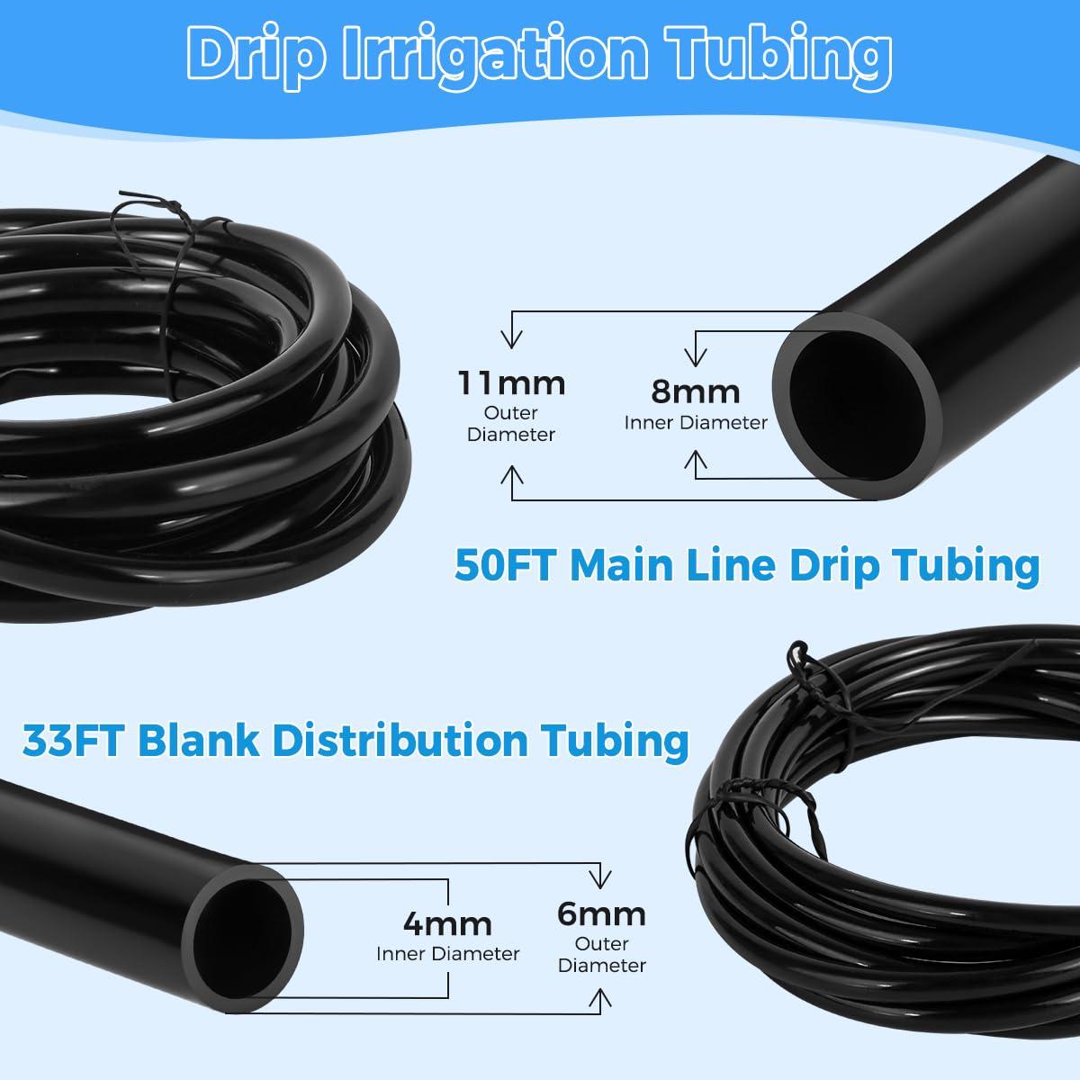 Drip Irrigation System Kit - Automatic Garden Watering System with G-Type 360° Rotating Micro Sprinkler Heads & 50FT 8/11mm & 33FT 4/6mm Irrigation Tubing for Garden, Lawn, Greenhouse, Yard, Plant