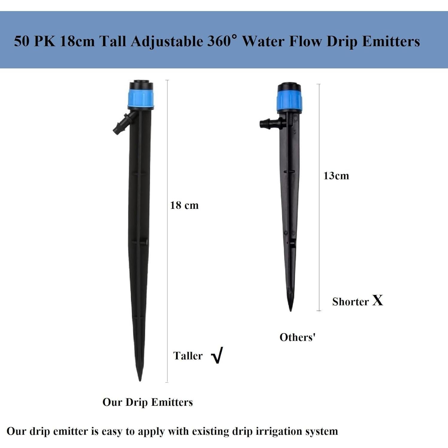 Paquete de 50 Emisores de Riego por Goteo Vortex 1/4" Ajustables