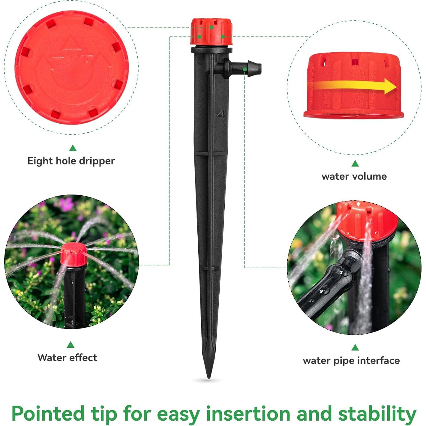 100 Emisores de Riego por Goteo La Farah 360° Ajustables 12.7cm