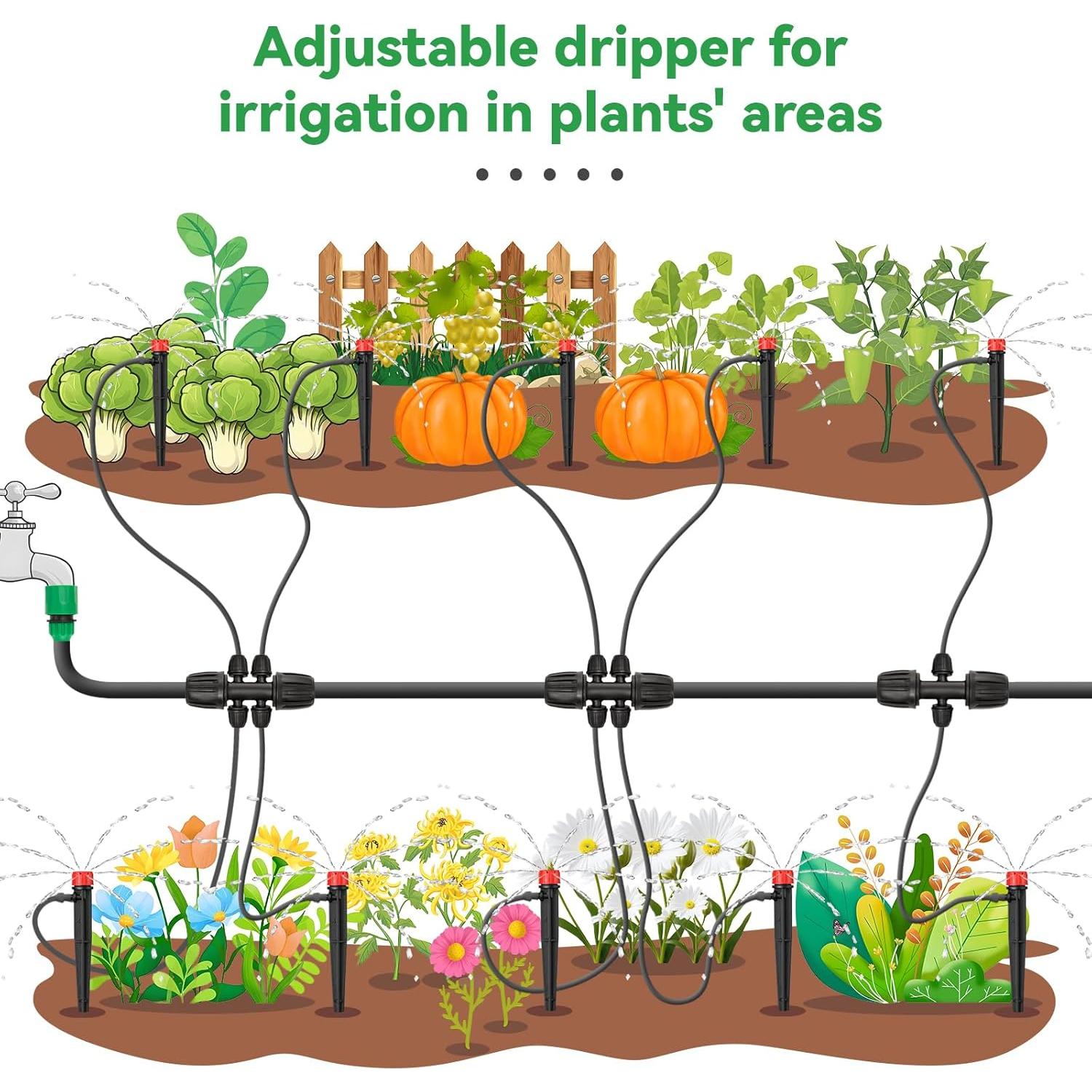 100 Emisores de Riego por Goteo La Farah 360° Ajustables 12.7cm