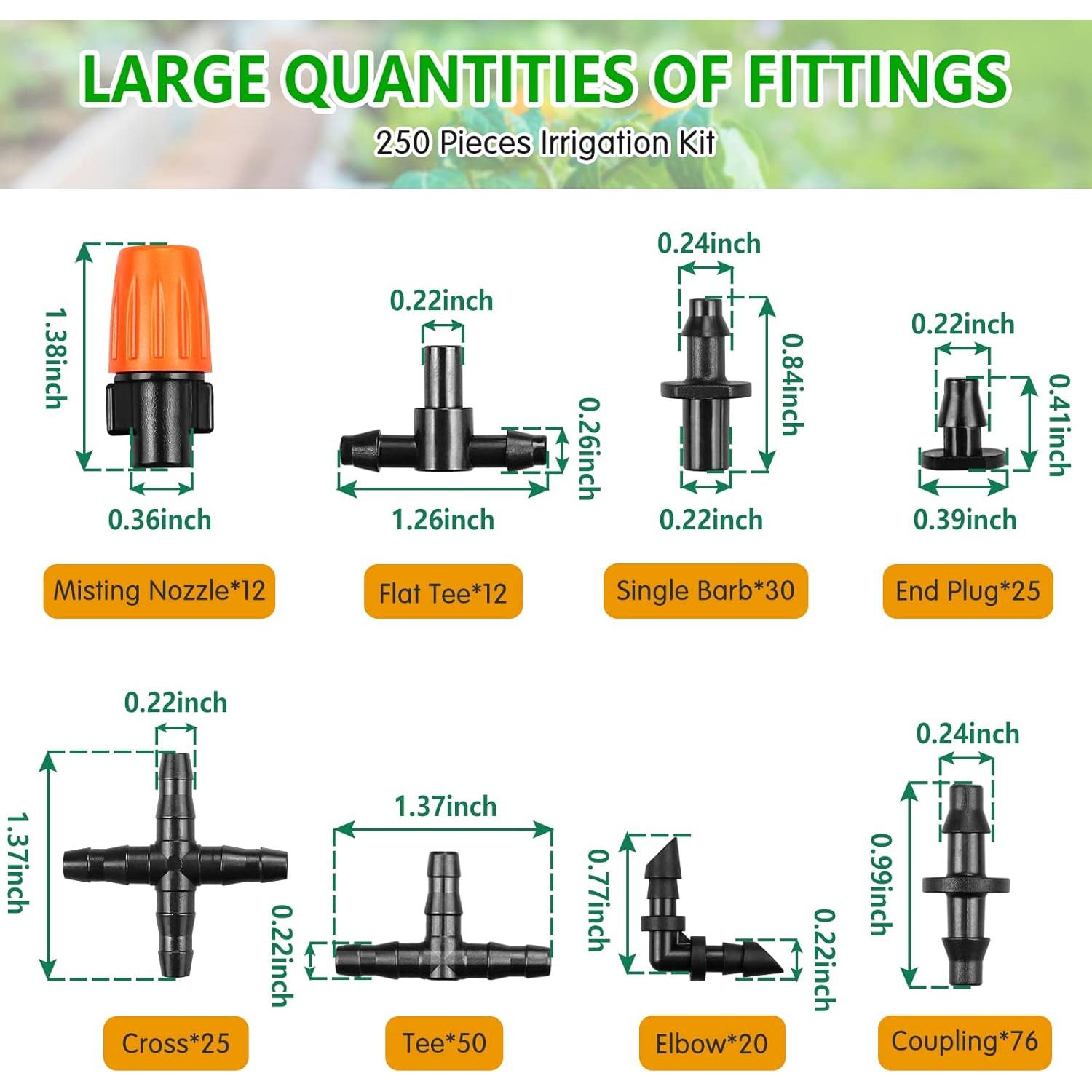 Kit de Conectores de Riego por Goteo Gardrip 250 Piezas 1/4"