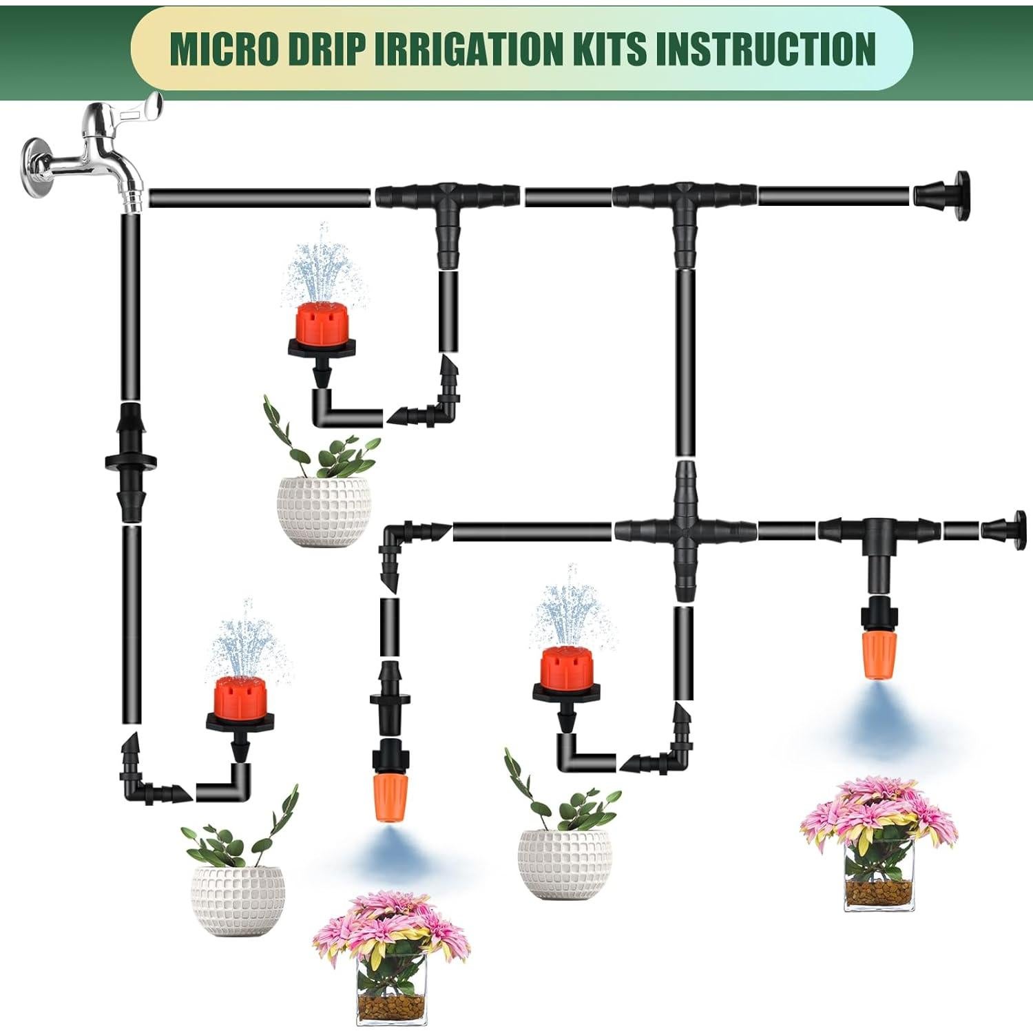 Kit de Conectores de Riego por Goteo 300 Piezas CESTAME 1/4"
