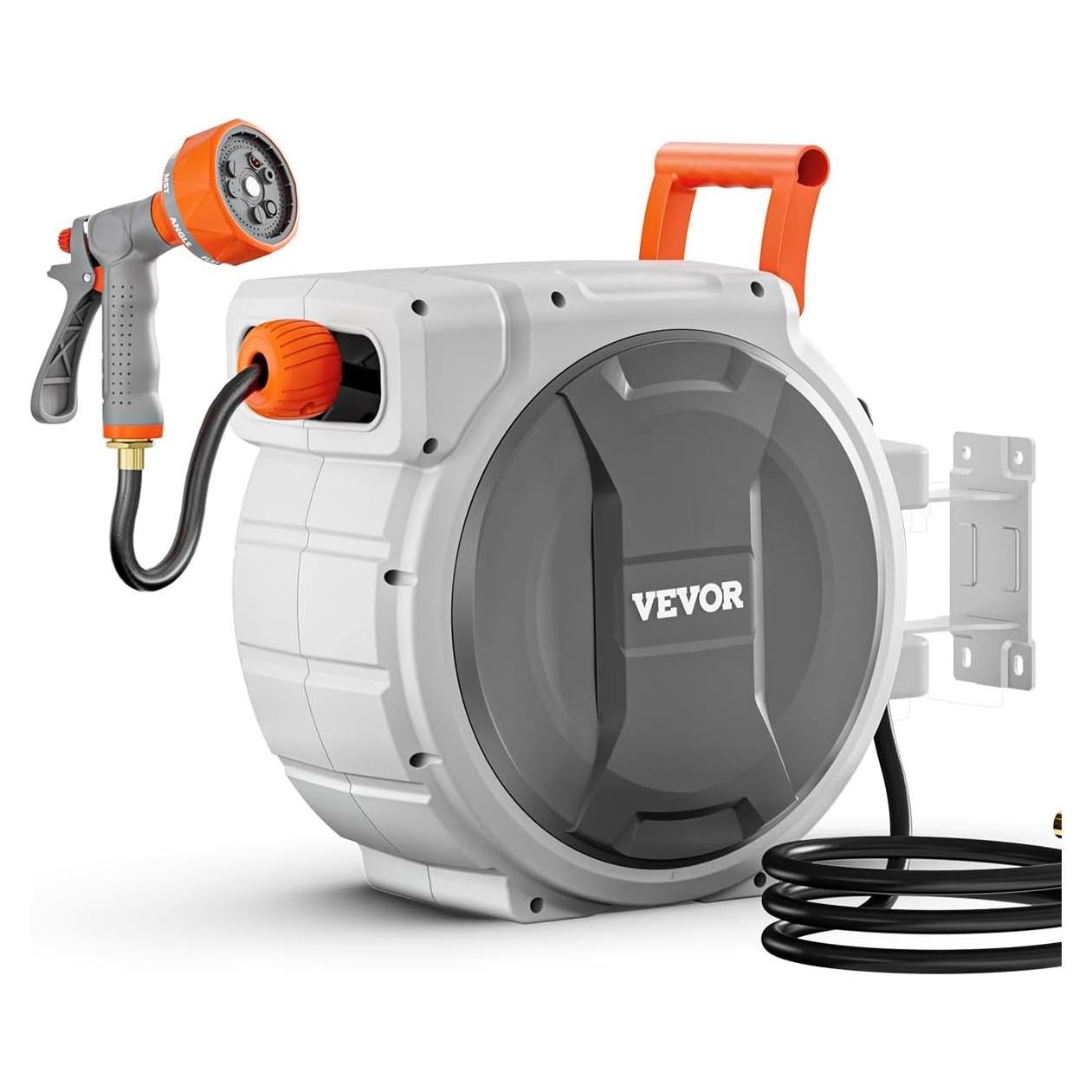 Carrete de Manguera Retráctil VEVOR 30.48m 5/8" con Boquilla 9 Patrones