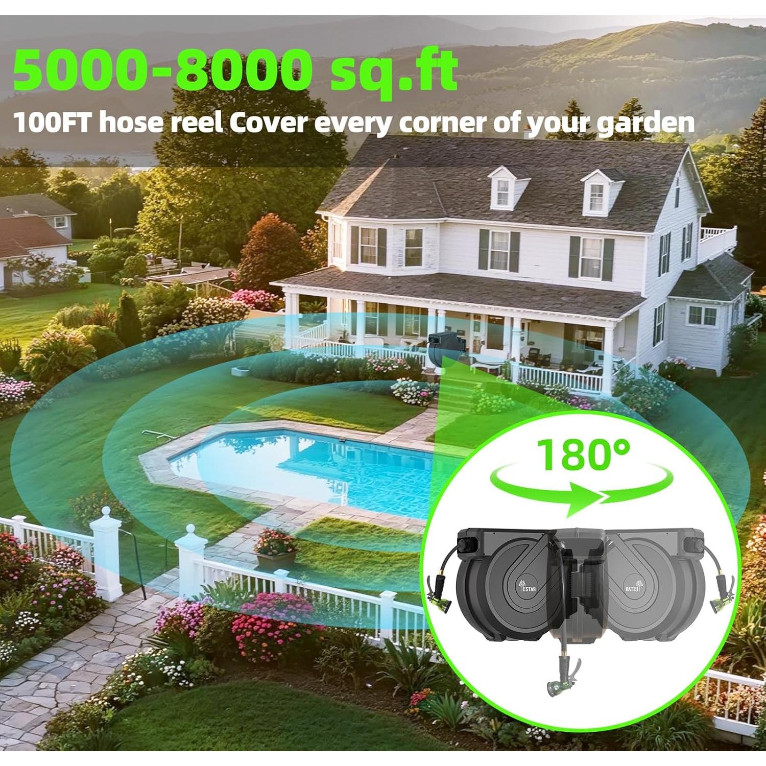 Carrete de Manguera de Jardín Yestar 5/8" x 30 m Automático