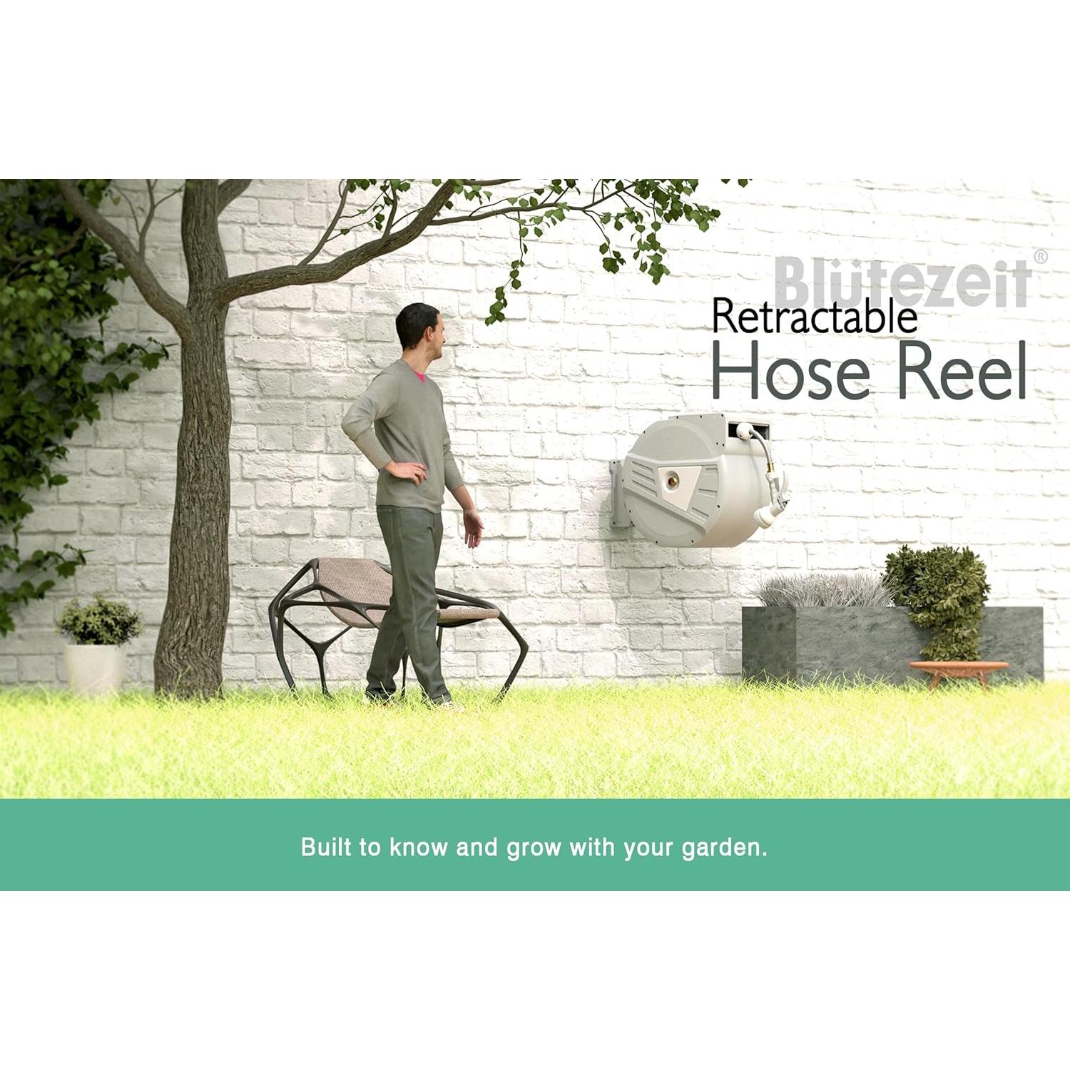 Carrete de Manguera Retráctil Blütezeit 5/8" x 30 m con Boquilla 9 Funciones