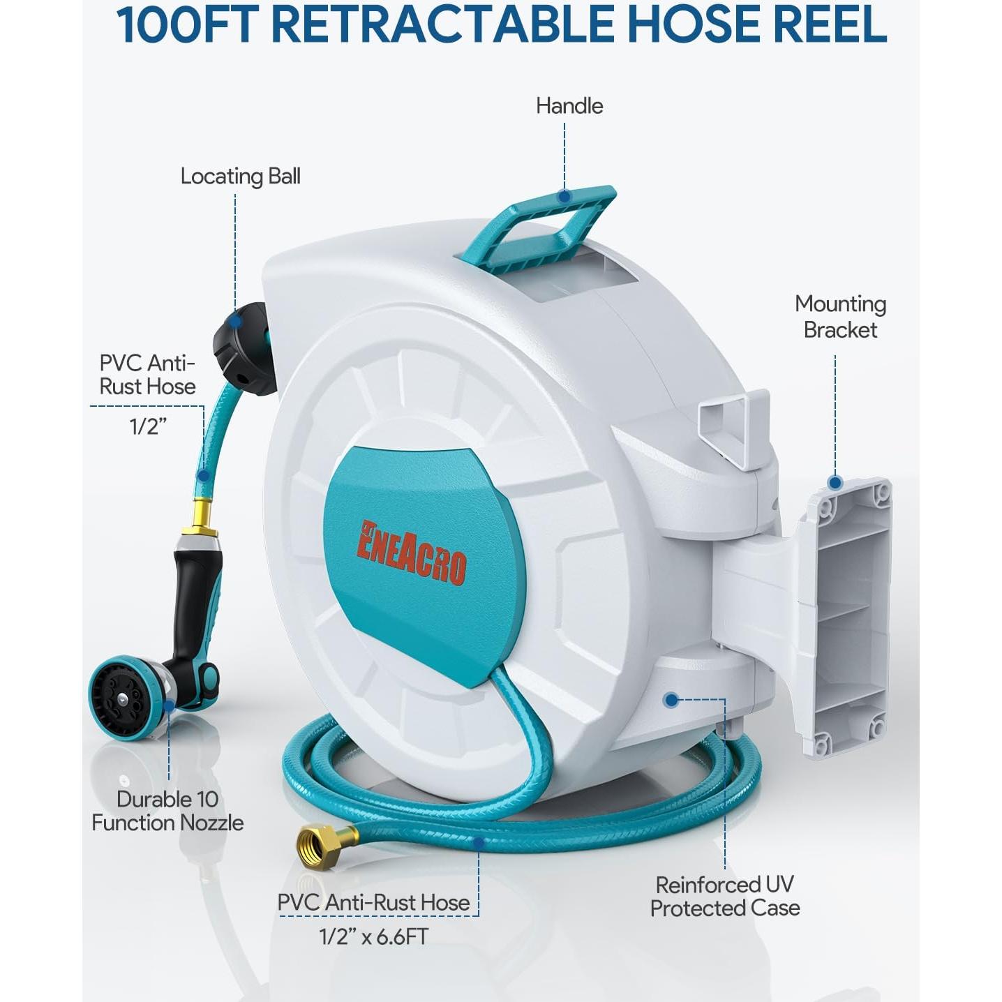 Carrete de Manguera de Jardín Retráctil ENEACRO 30.48m