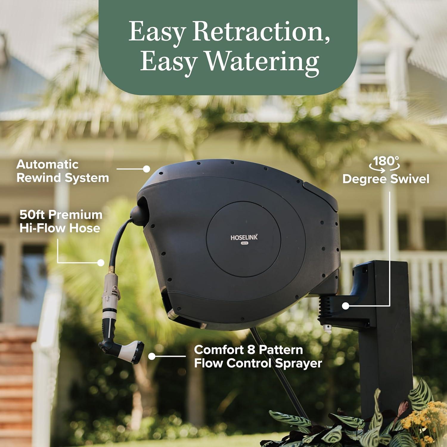 Manguera de Jardín Retráctil Hoselink 15.24m Hi-Flow UV
