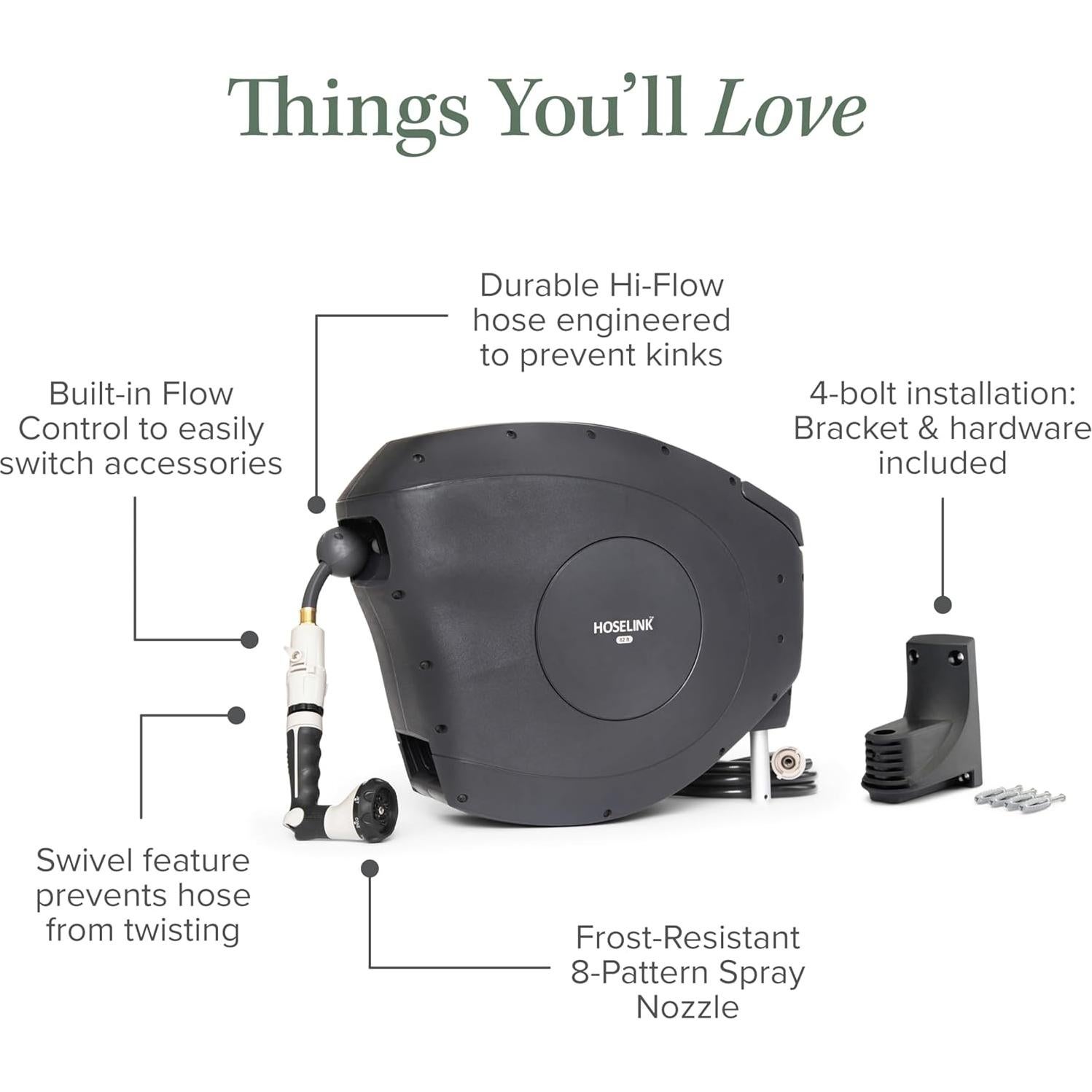 Manguera de Jardín Retráctil Hoselink 15.24m Hi-Flow UV