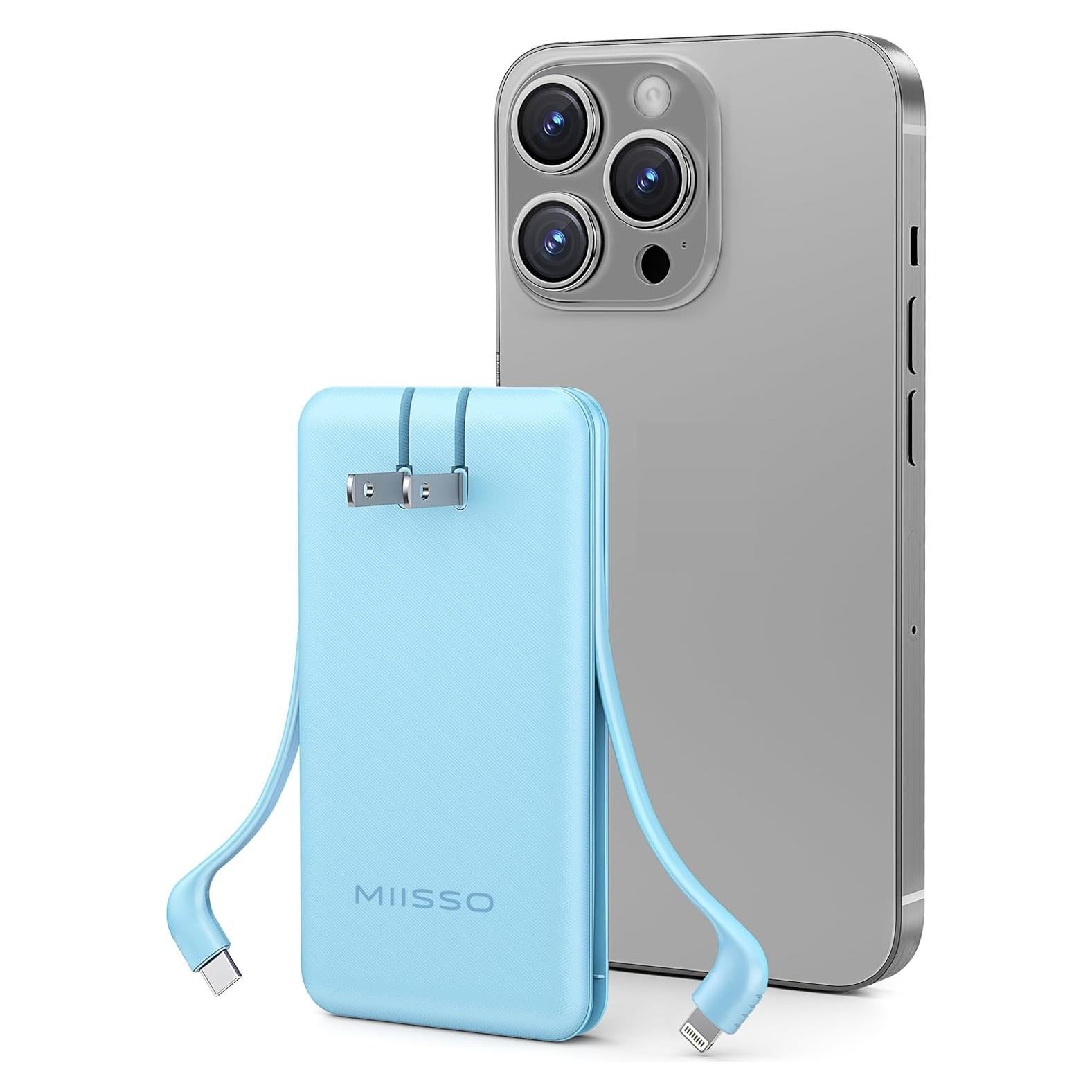Power Bank miisso 10000mAh con Enchufe Plegable Azul