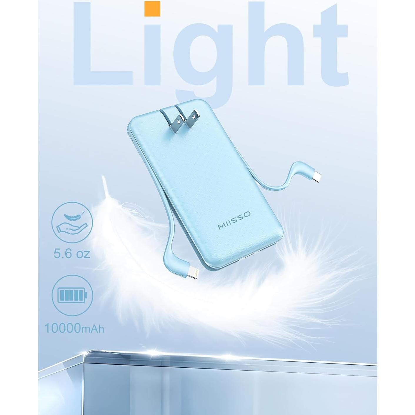 Power Bank miisso 10000mAh con Enchufe Plegable Azul