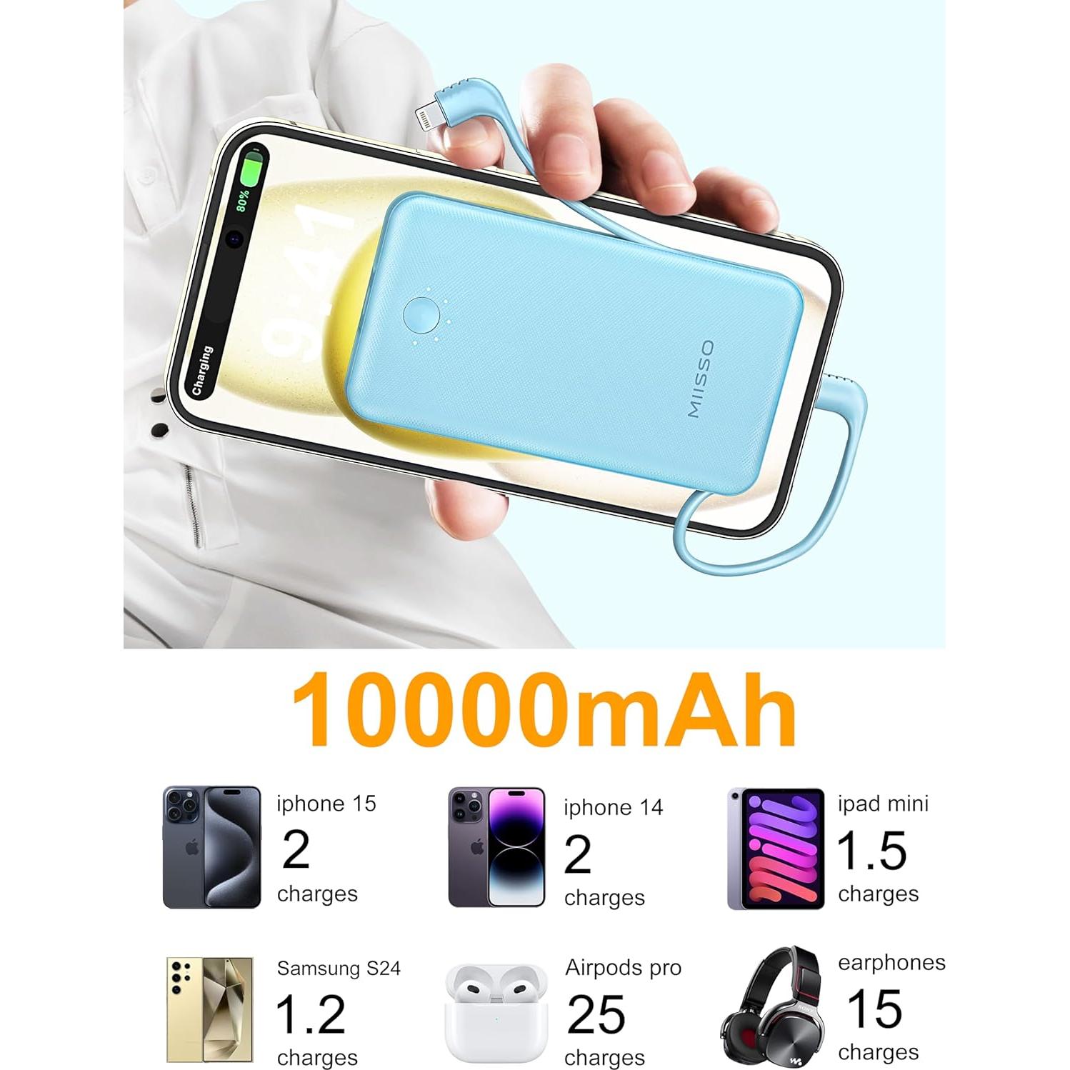 Power Bank miisso 10000mAh con Enchufe Plegable Azul