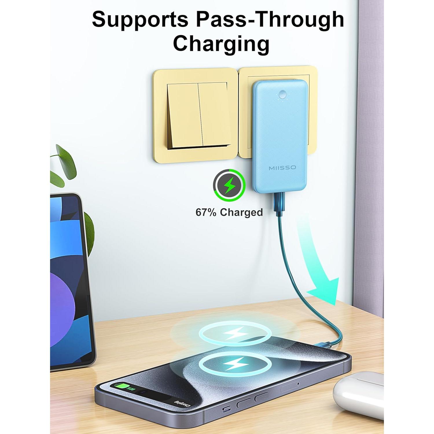 Power Bank miisso 10000mAh con Enchufe Plegable Azul