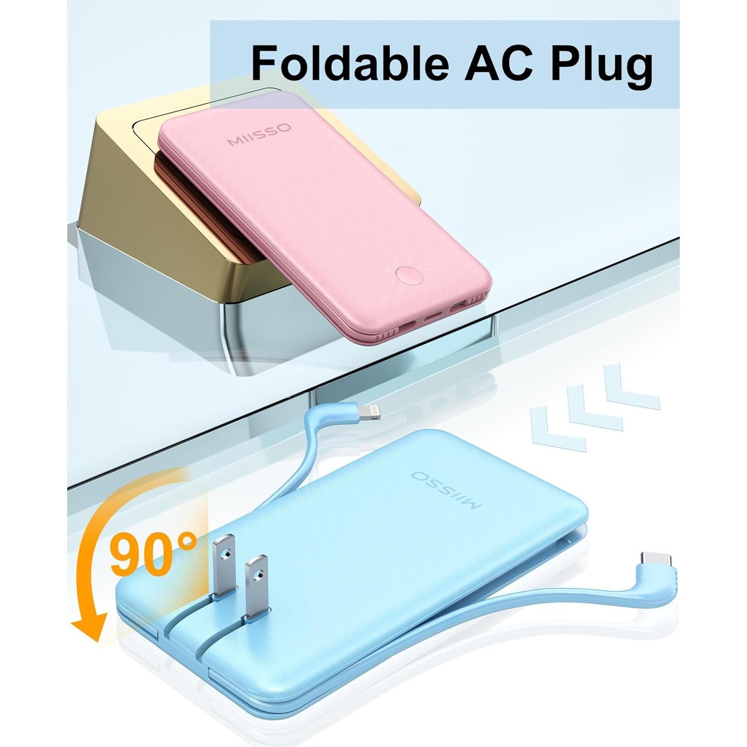 Power Bank miisso 10000mAh con Enchufe Plegable Azul