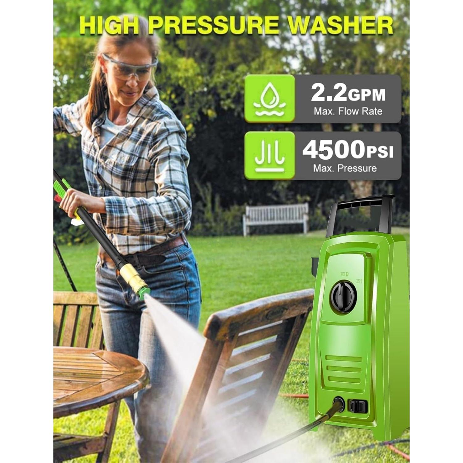 Lavadora de Presión Eléctrica Commowner 4500 PSI Verde 20FT