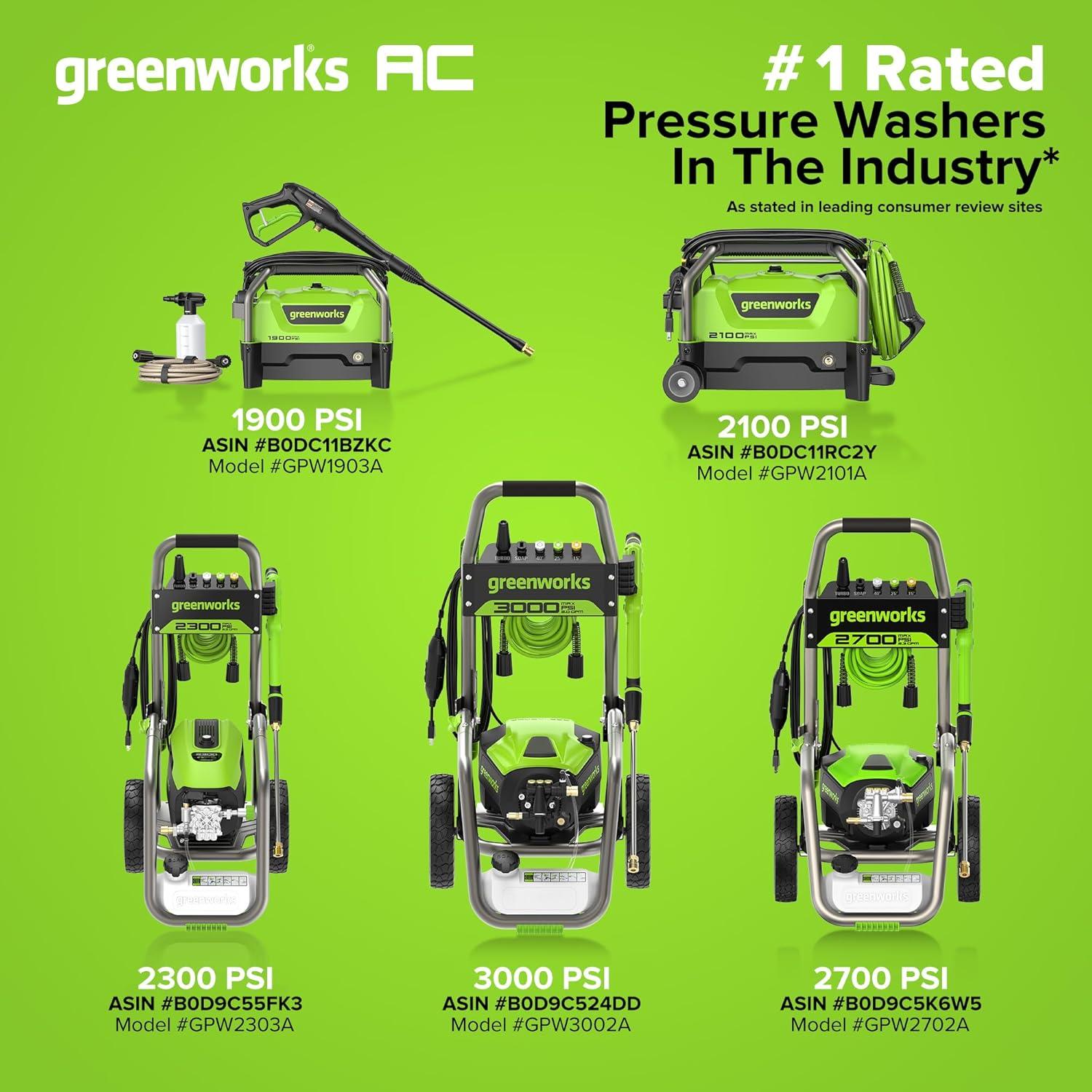 Lavadora a Presión Eléctrica Greenworks 1900 PSI 1.2 GPM