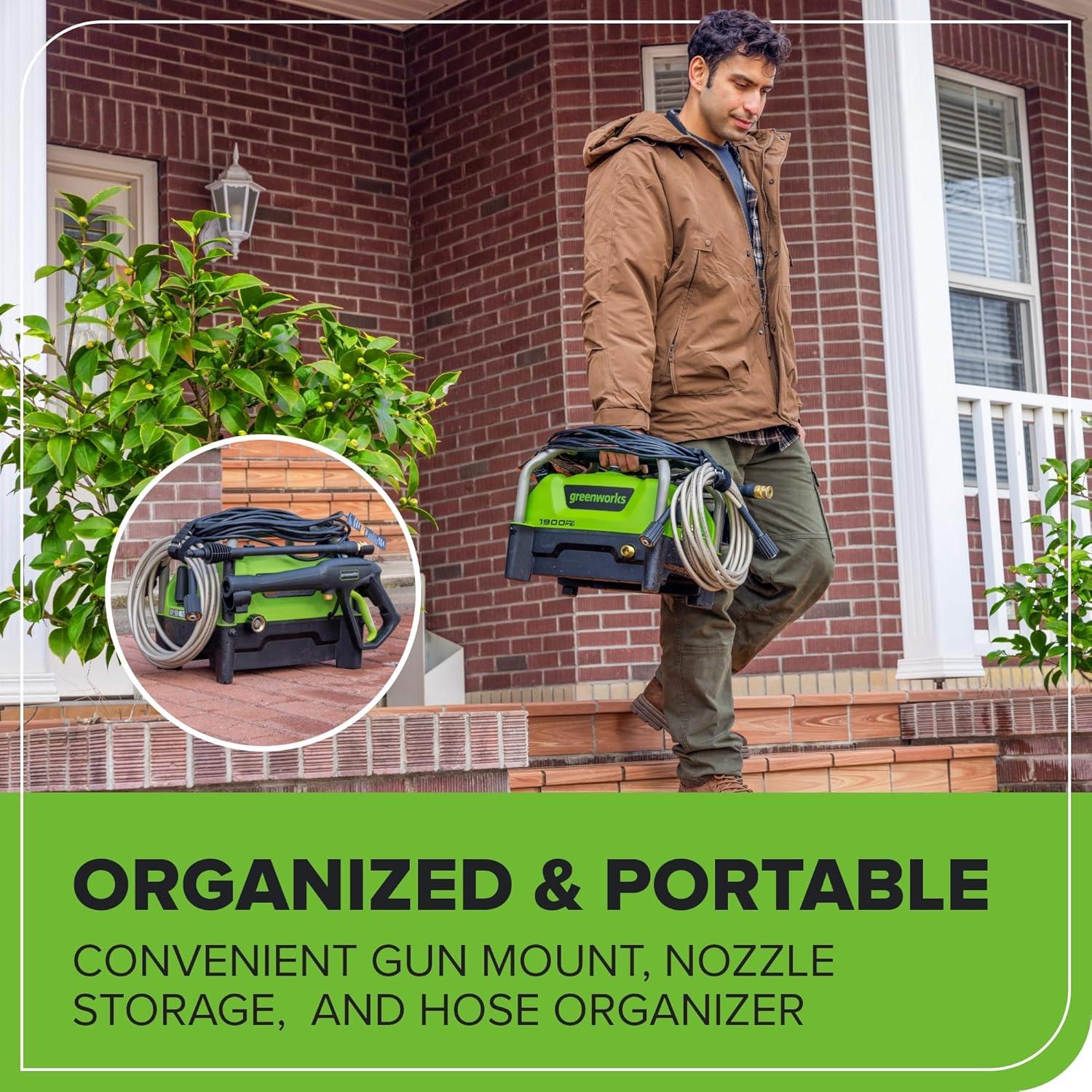 Lavadora a Presión Eléctrica Greenworks 1900 PSI 1.2 GPM