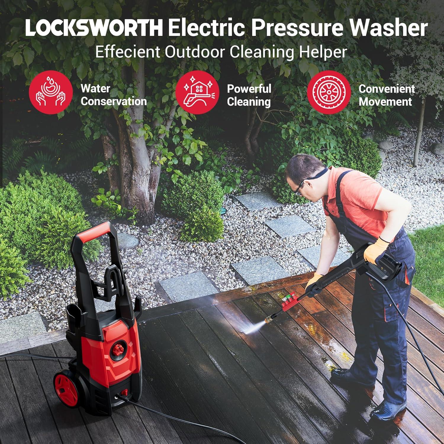 Lavadora a Presión Eléctrica Locksworth 1500W 9.5 L/min