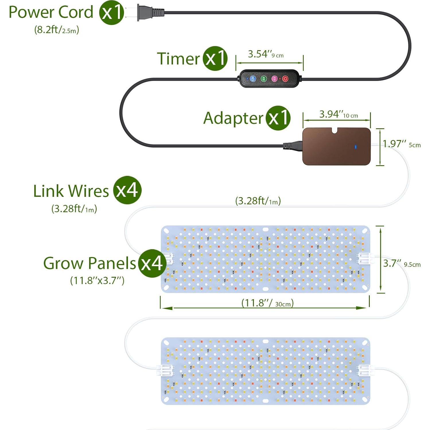Luces de Crecimiento SDOVUERC 36W Espectro Completo 4 Paneles
