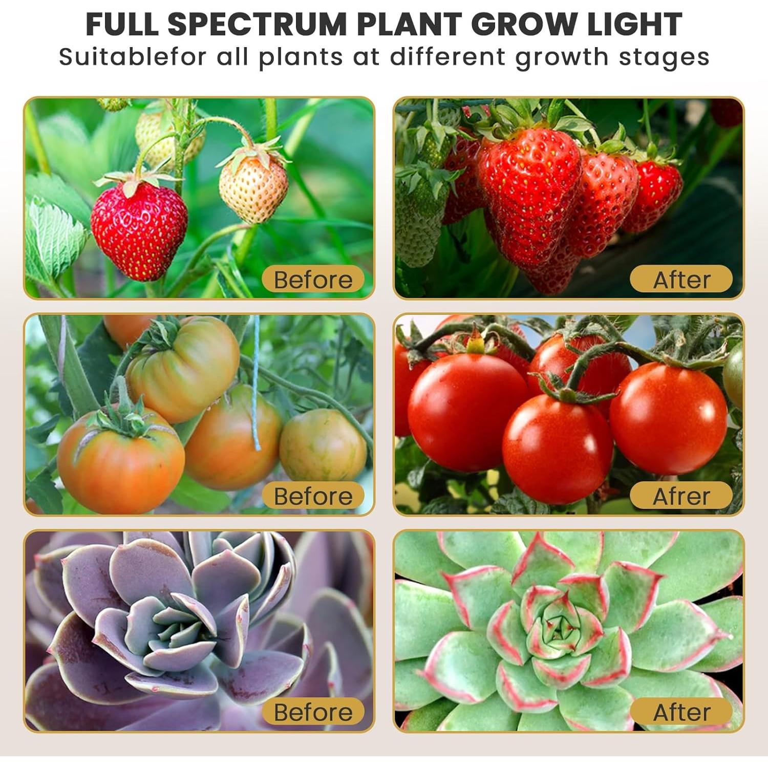 Luz de Crecimiento LED Bseah 2 Tubos Espectro Completo 10W