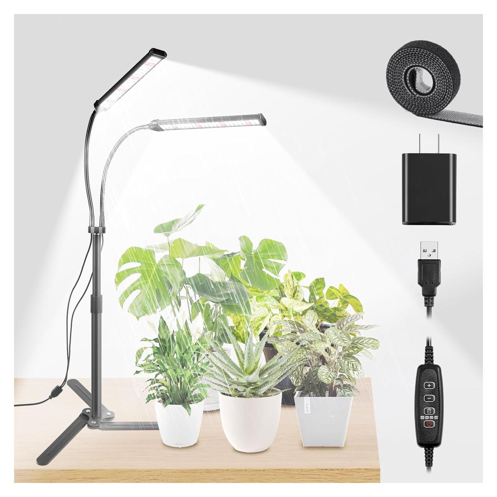 Luz de Crecimiento LED RODINTO Doble Cabezal 50W Espectro Completo