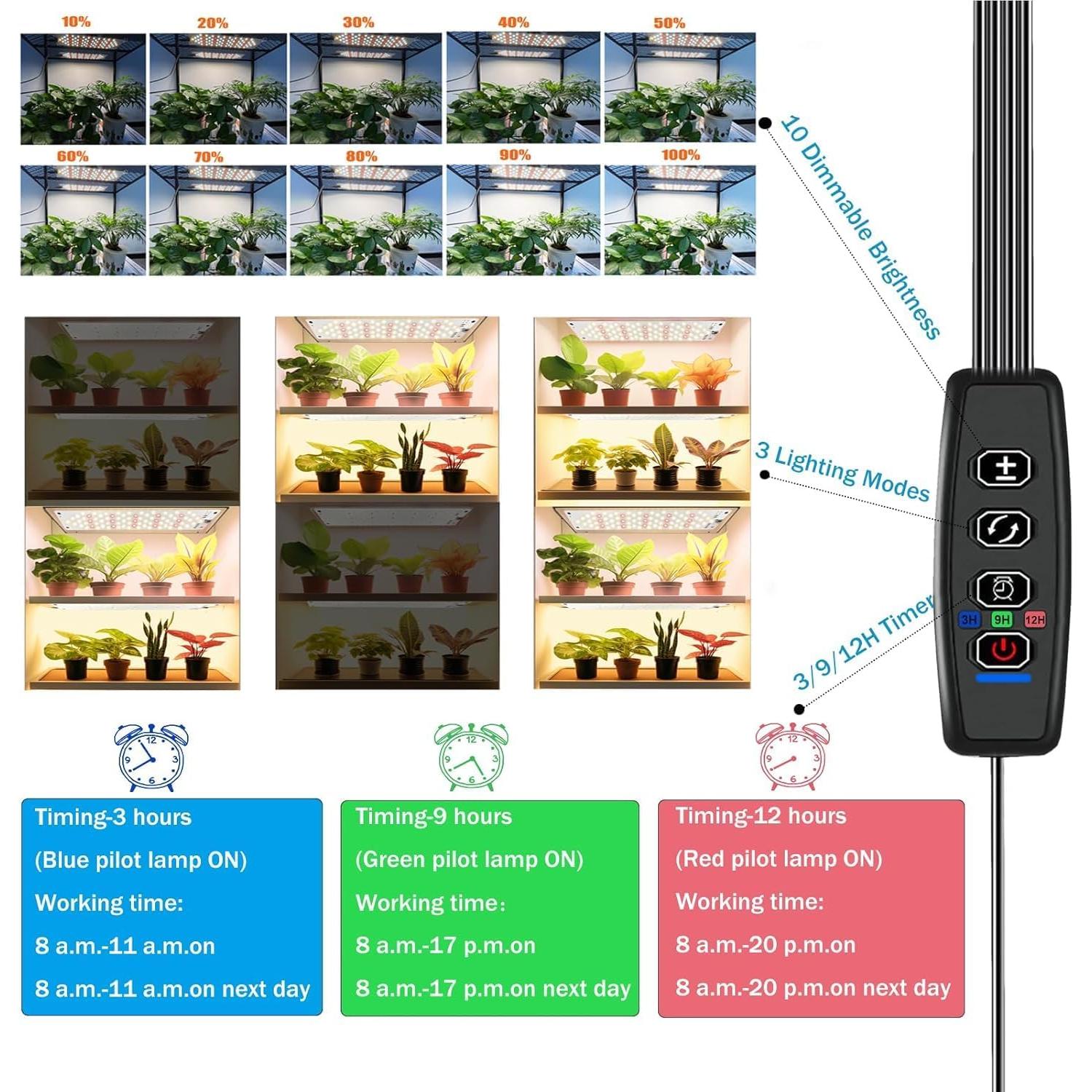 Luz de Cultivo LED EWITTTI 40W Espectro Completo 4pcs